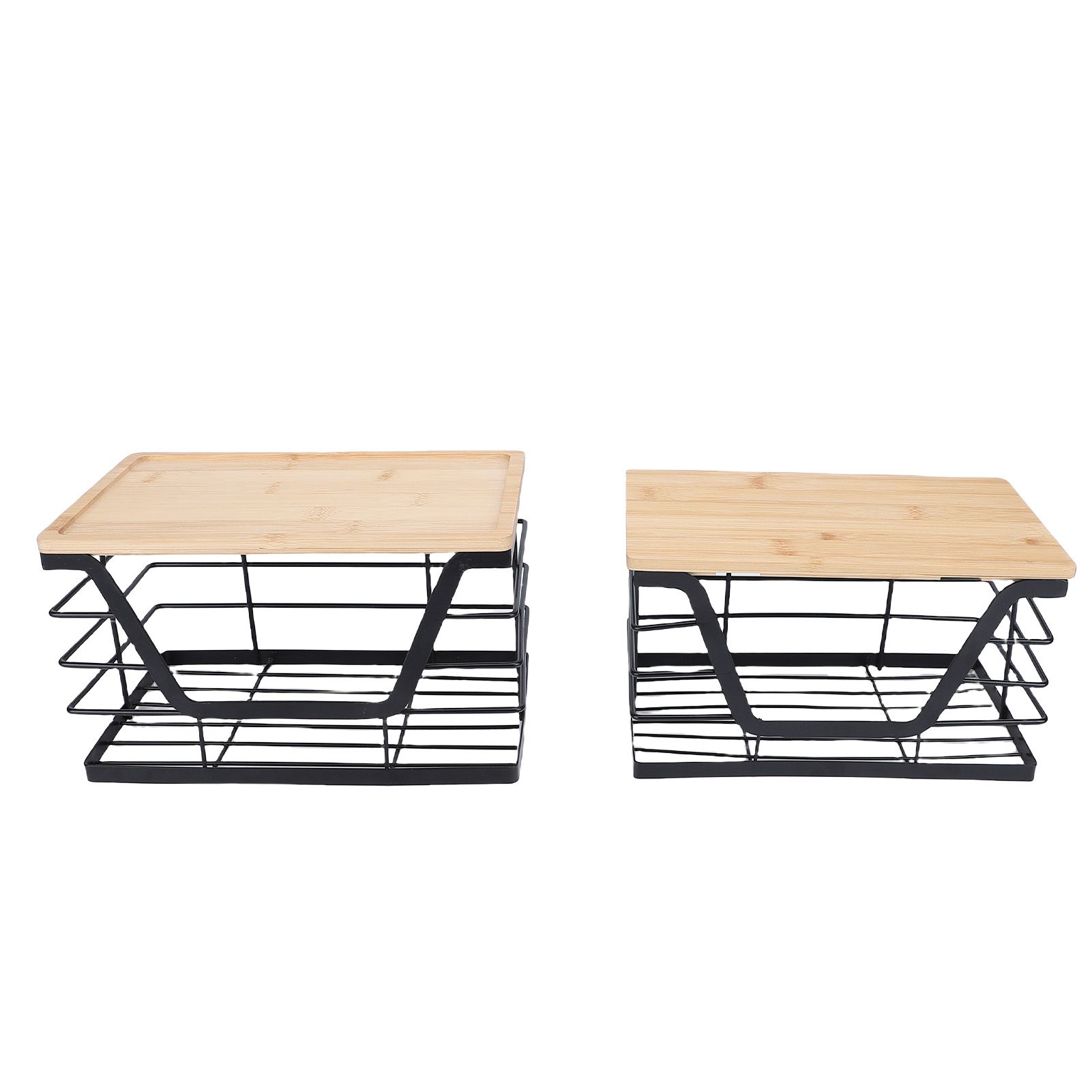 2PCS Metal Trash Bag Holder with Wood Lid Wall Hanging Or Desktop Garbage Bag view 3