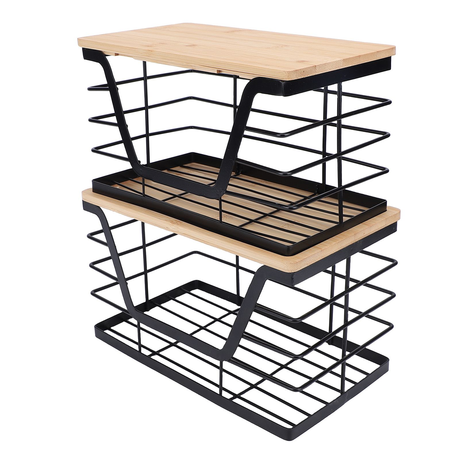2PCS Metal Trash Bag Holder with Wood Lid Wall Hanging Or Desktop Garbage Bag view 8