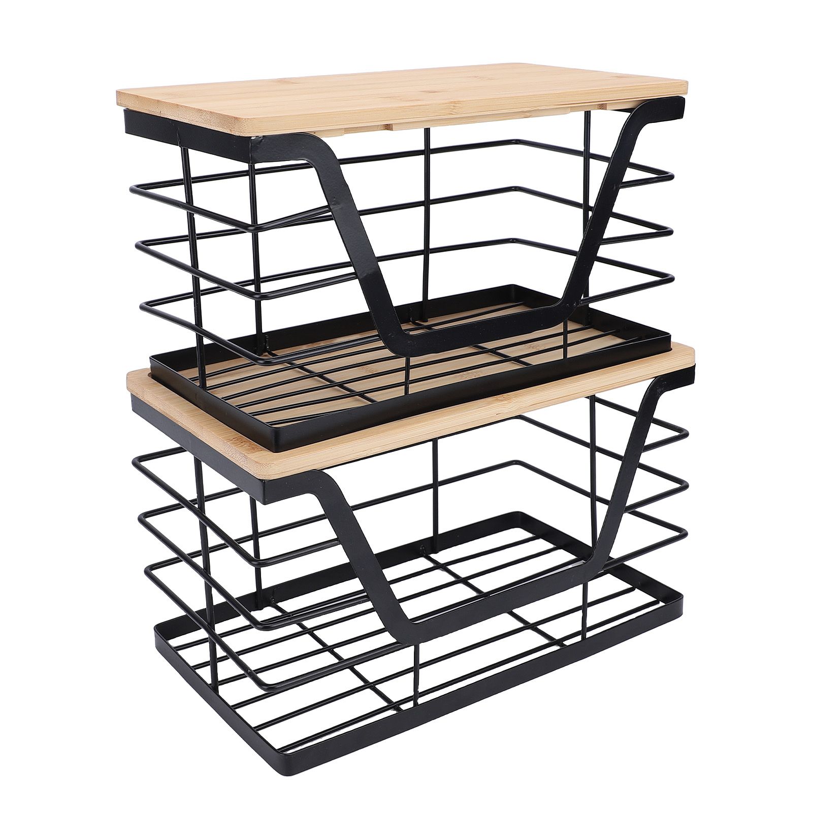 2PCS Metal Trash Bag Holder with Wood Lid Wall Hanging Or Desktop Garbage Bag view 10