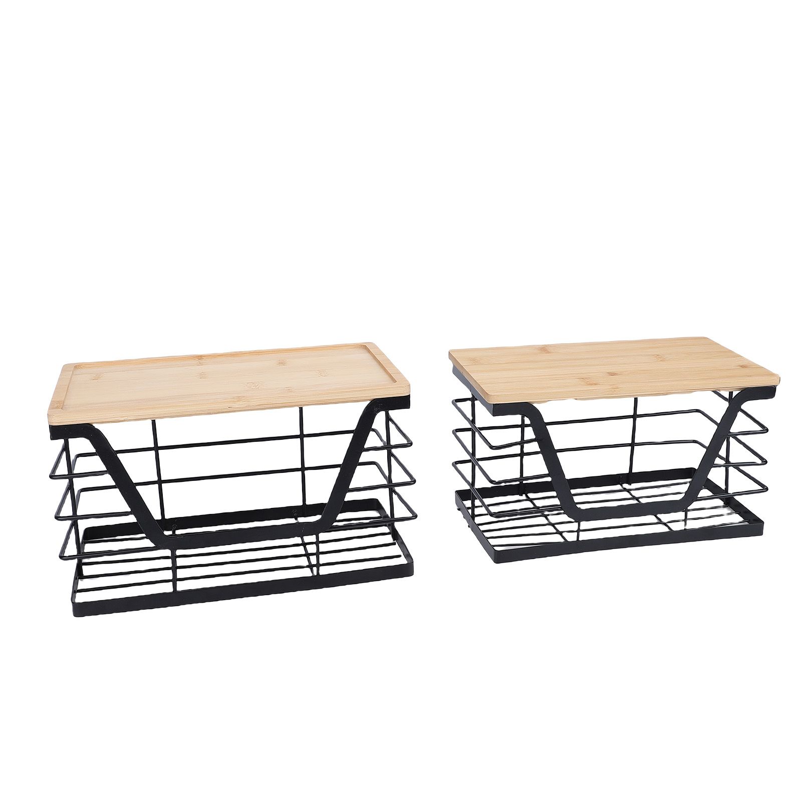 2PCS Metal Trash Bag Holder with Wood Lid Wall Hanging Or Desktop Garbage Bag view 11