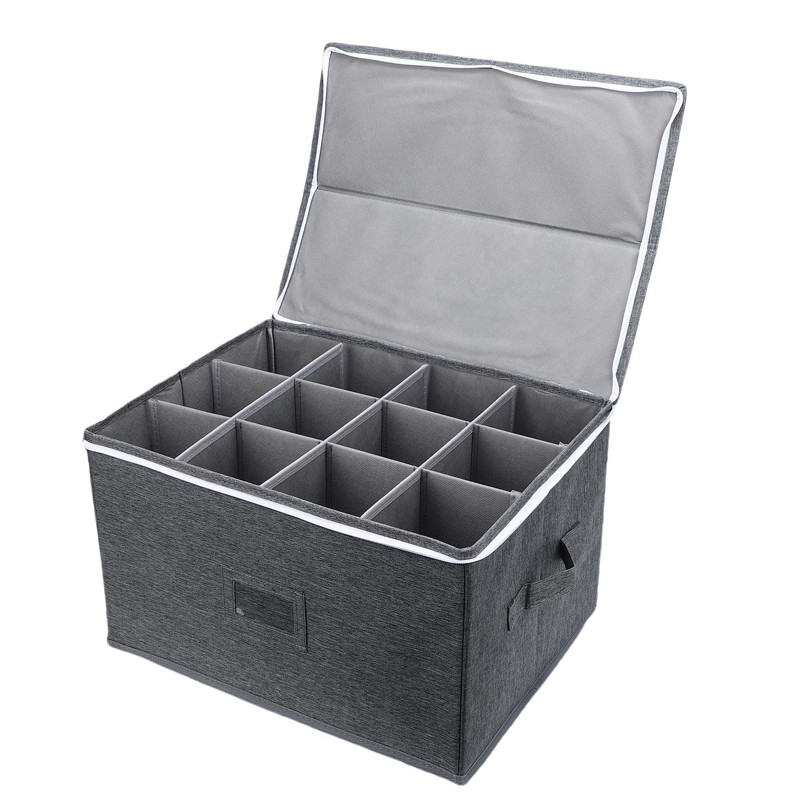 Stemware Storage Container Case Wine Glass Storage Box with Dividers for view 6