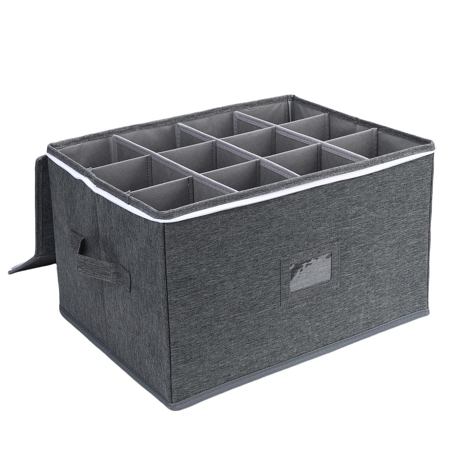 Stemware Storage Container Case Wine Glass Storage Box with Dividers for view 8