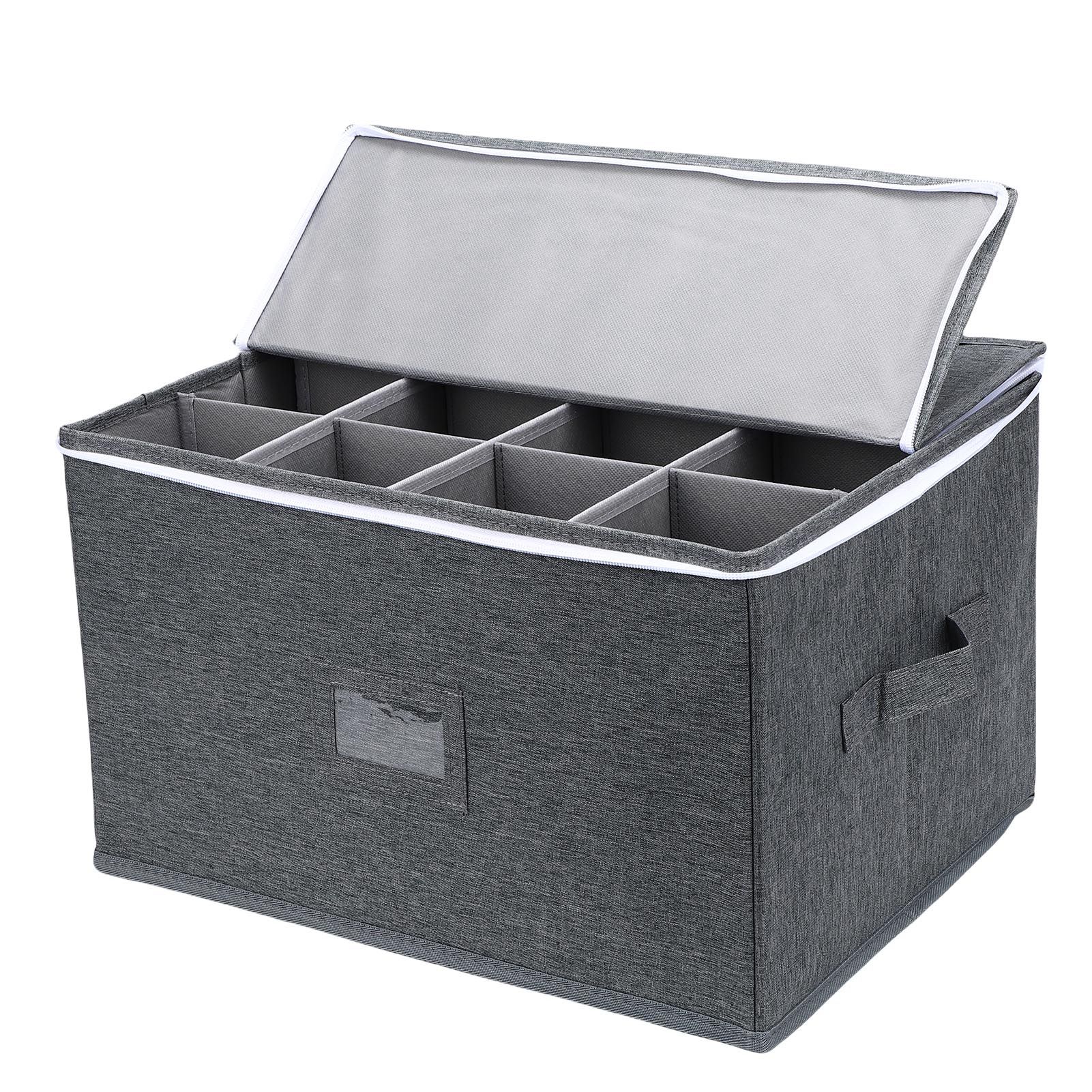Stemware Storage Container Case Wine Glass Storage Box with Dividers for view 9
