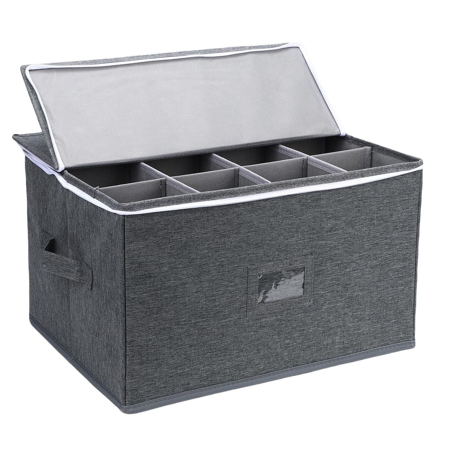 Stemware Storage Container Case Wine Glass Storage Box with Dividers for view 10