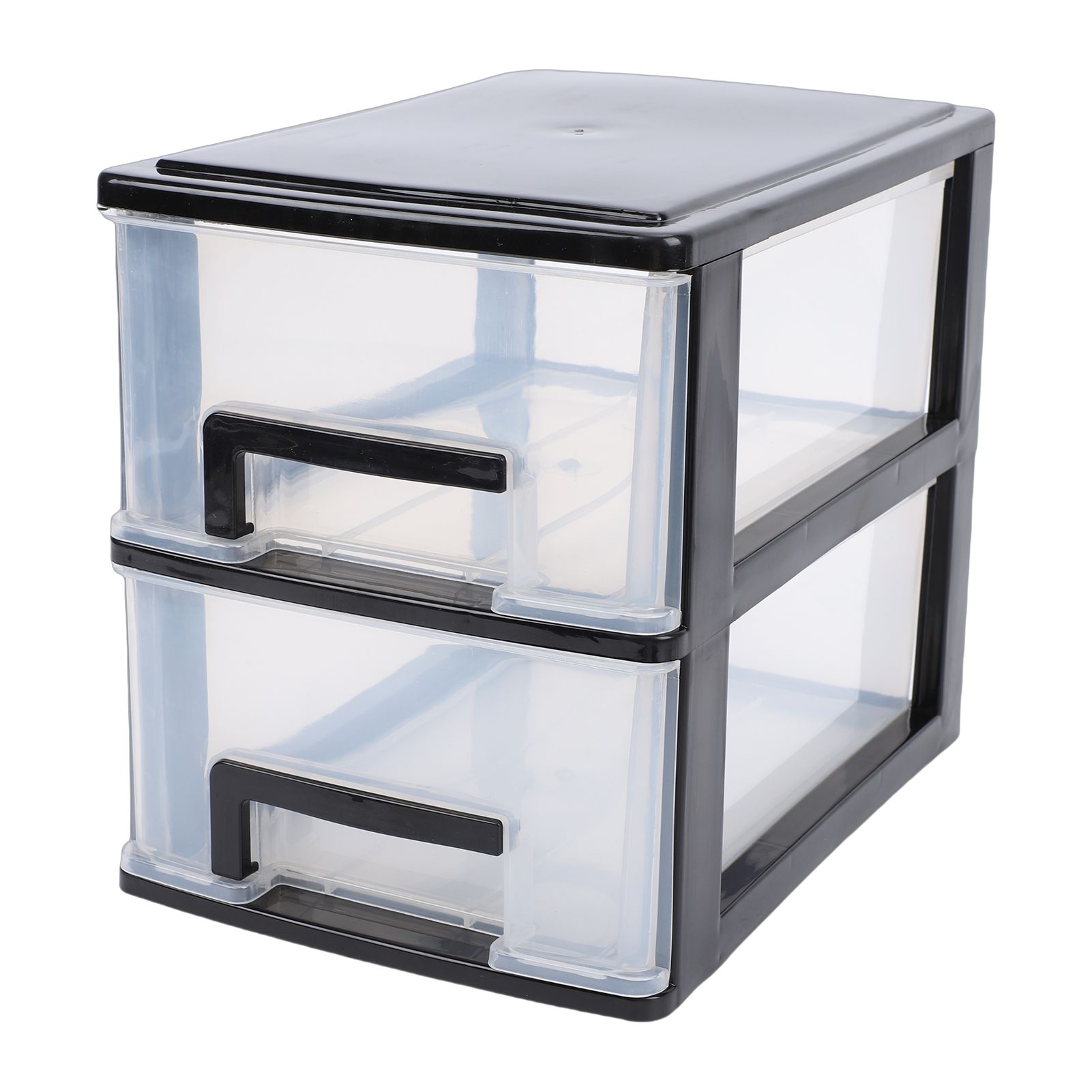 Desk Organizer with 2 Drawers Plastic Stackable Transparent Desktop Stationary