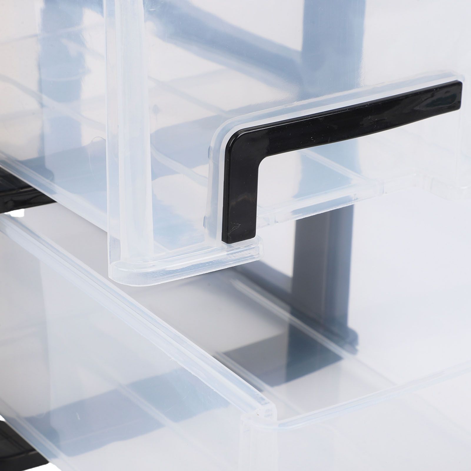 Desk Organizer with 2 Drawers Plastic Stackable Transparent Desktop Stationary view 2