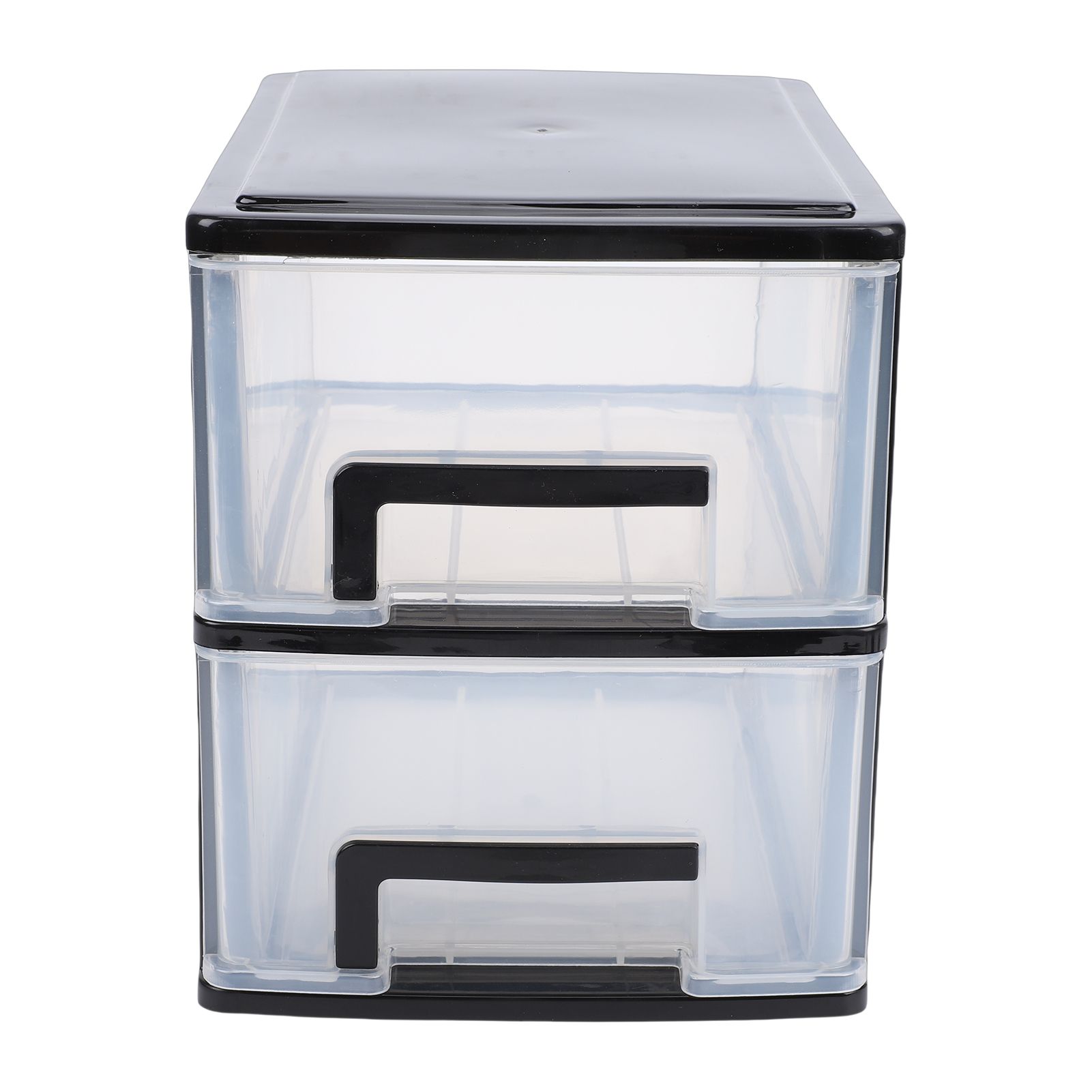 Desk Organizer with 2 Drawers Plastic Stackable Transparent Desktop Stationary view 3