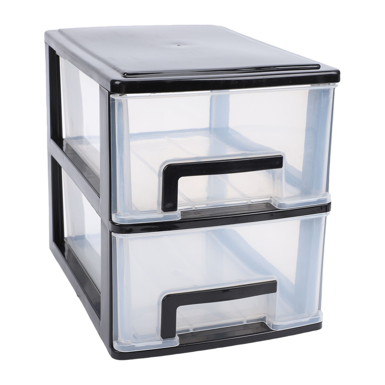 Desk Organizer with 2 Drawers Plastic Stackable Transparent Desktop Stationary view 4
