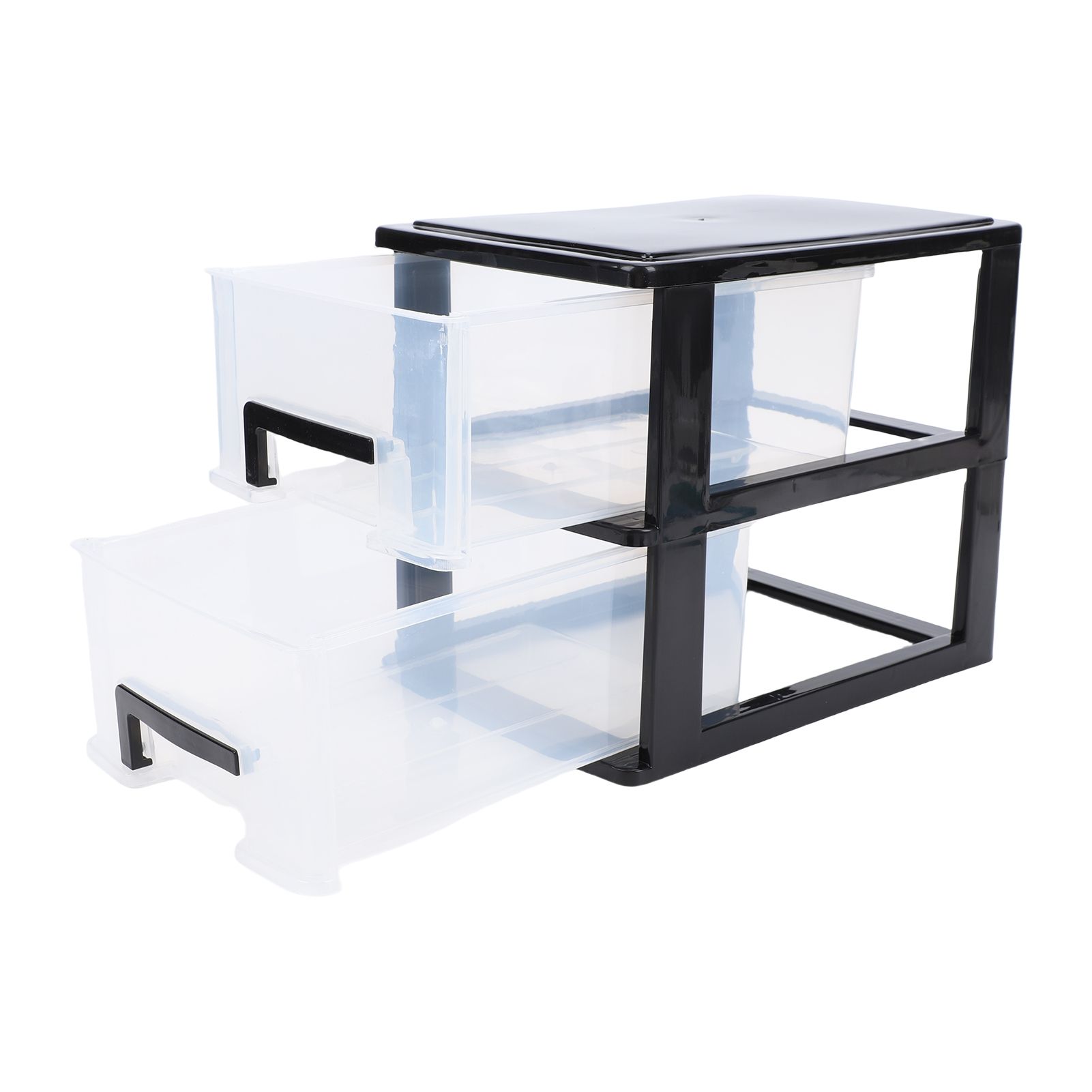 Desk Organizer with 2 Drawers Plastic Stackable Transparent Desktop Stationary view 6