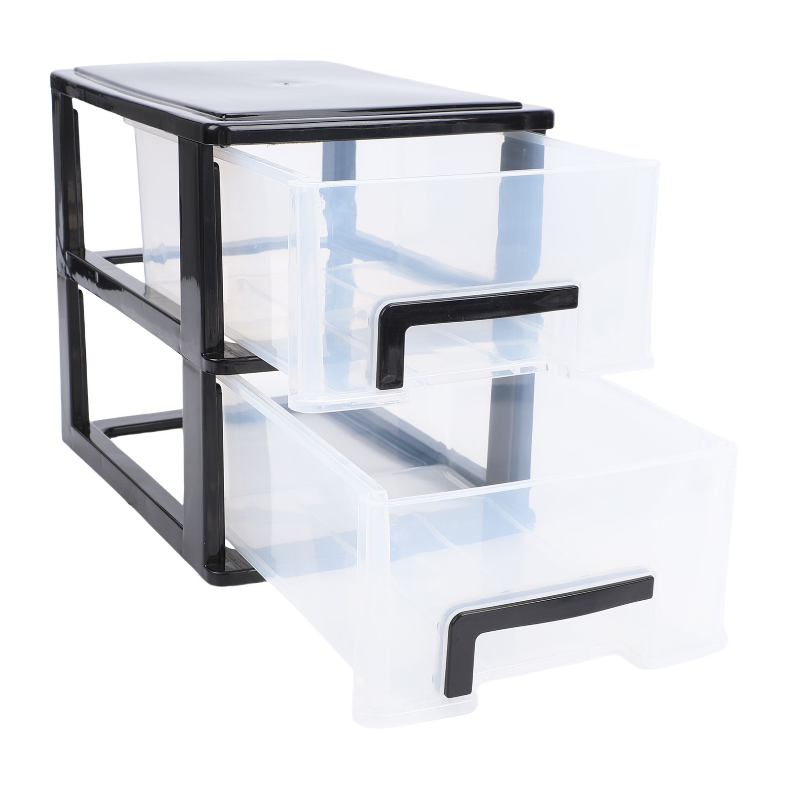 Desk Organizer with 2 Drawers Plastic Stackable Transparent Desktop Stationary view 8