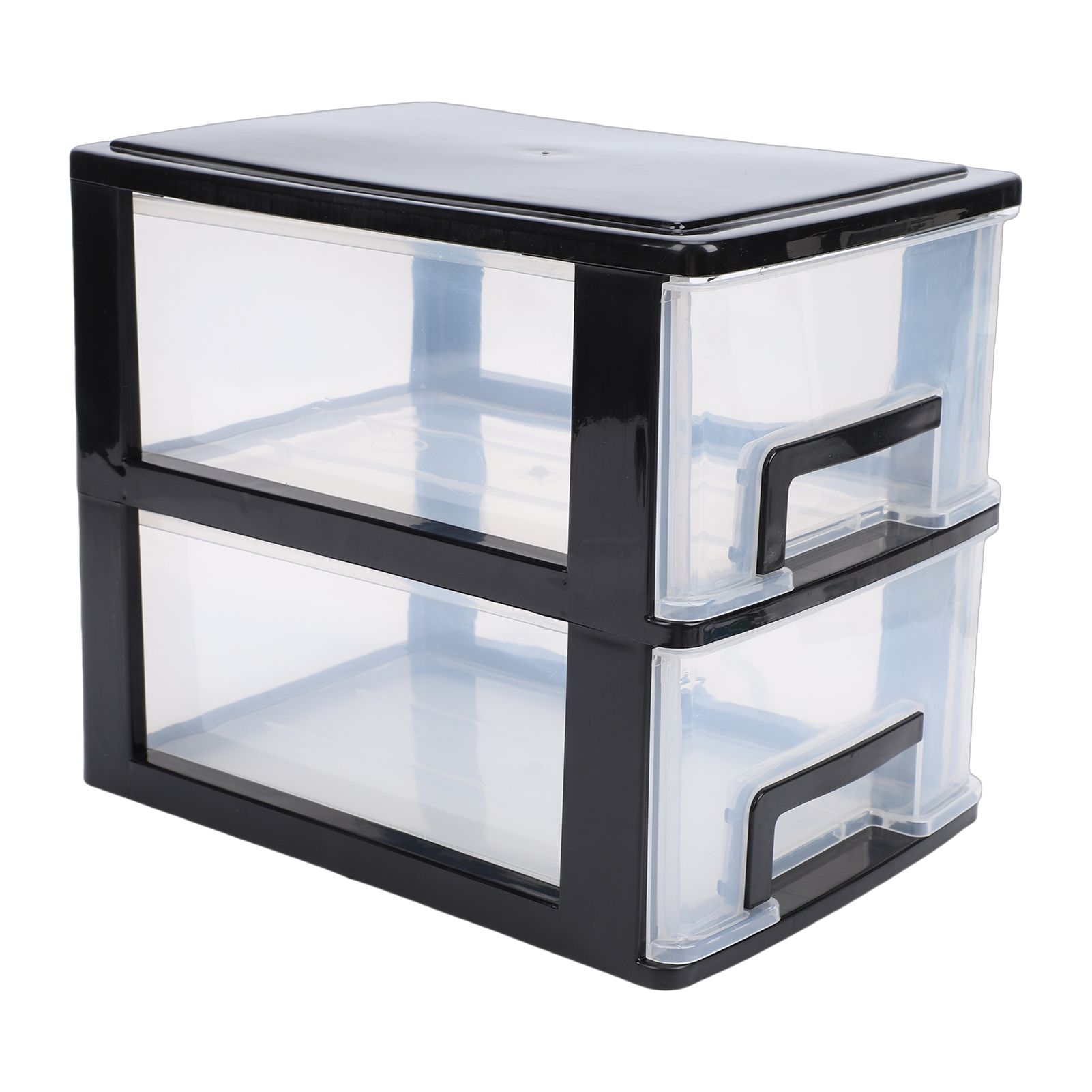 Desk Organizer with 2 Drawers Plastic Stackable Transparent Desktop Stationary view 10