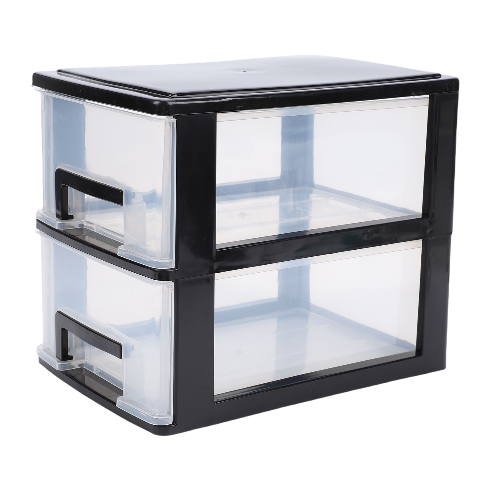 Desk Organizer with 2 Drawers Plastic Stackable Transparent Desktop Stationary view 11
