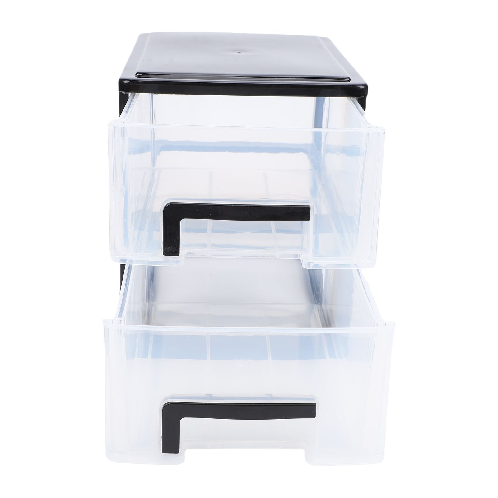 Desk Organizer with 2 Drawers Plastic Stackable Transparent Desktop Stationary view 12