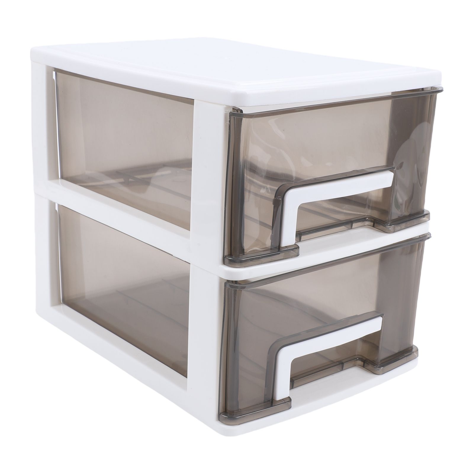 Desk Organizer with 2 Drawers Plastic Stackable Transparent Desktop Stationary