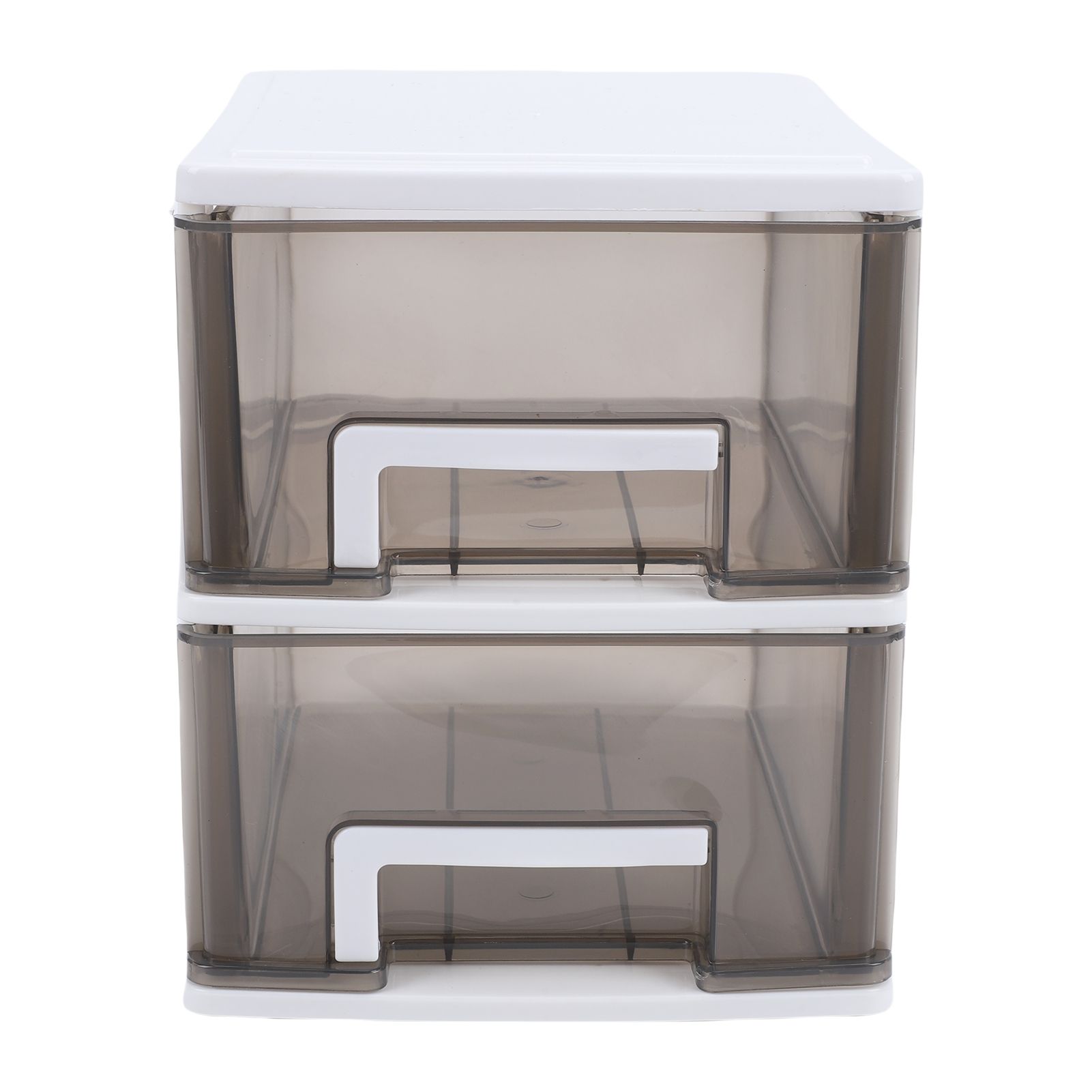 Desk Organizer with 2 Drawers Plastic Stackable Transparent Desktop Stationary view 3