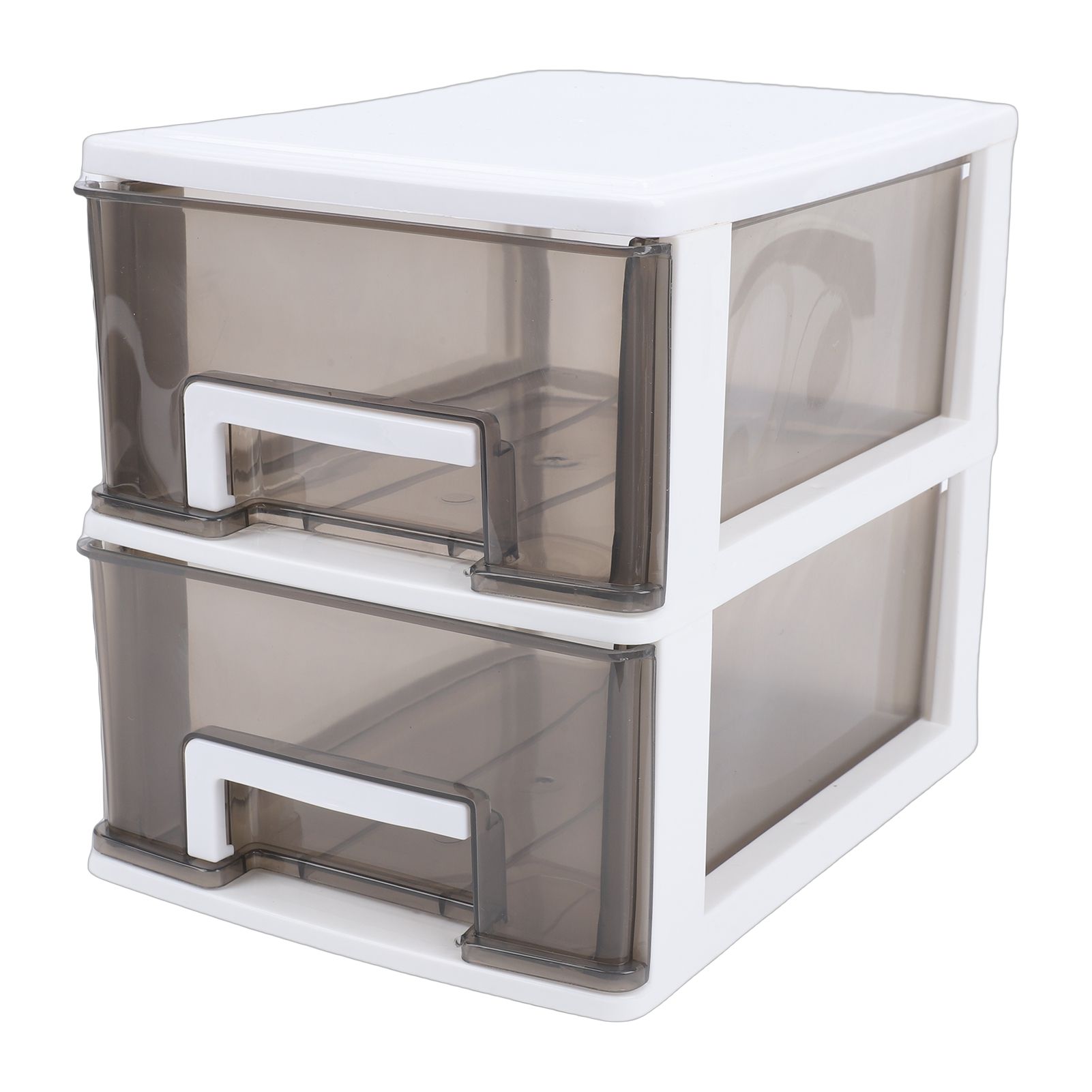 Desk Organizer with 2 Drawers Plastic Stackable Transparent Desktop Stationary view 4