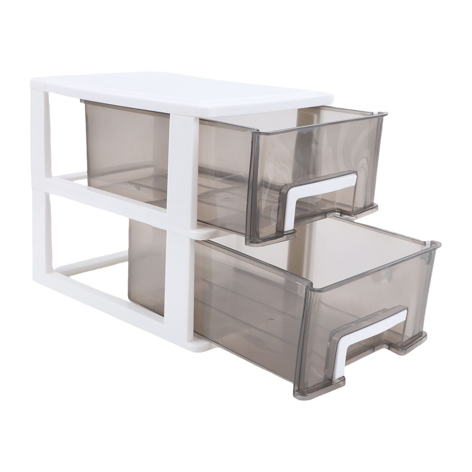 Desk Organizer with 2 Drawers Plastic Stackable Transparent Desktop Stationary view 6
