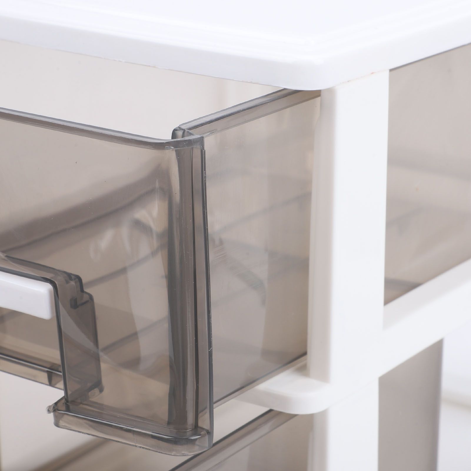 Desk Organizer with 2 Drawers Plastic Stackable Transparent Desktop Stationary view 7