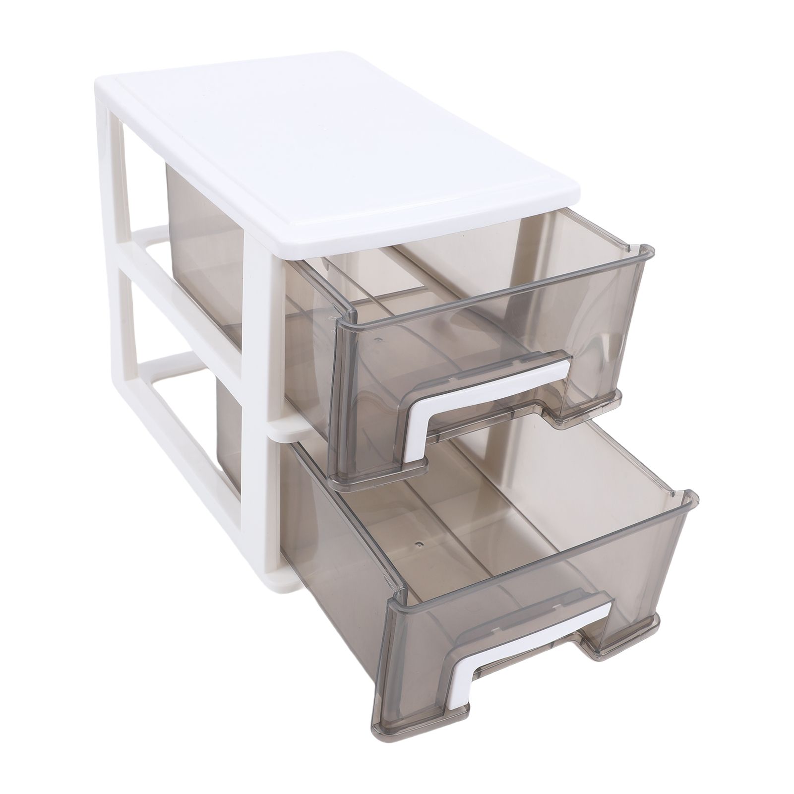 Desk Organizer with 2 Drawers Plastic Stackable Transparent Desktop Stationary view 8