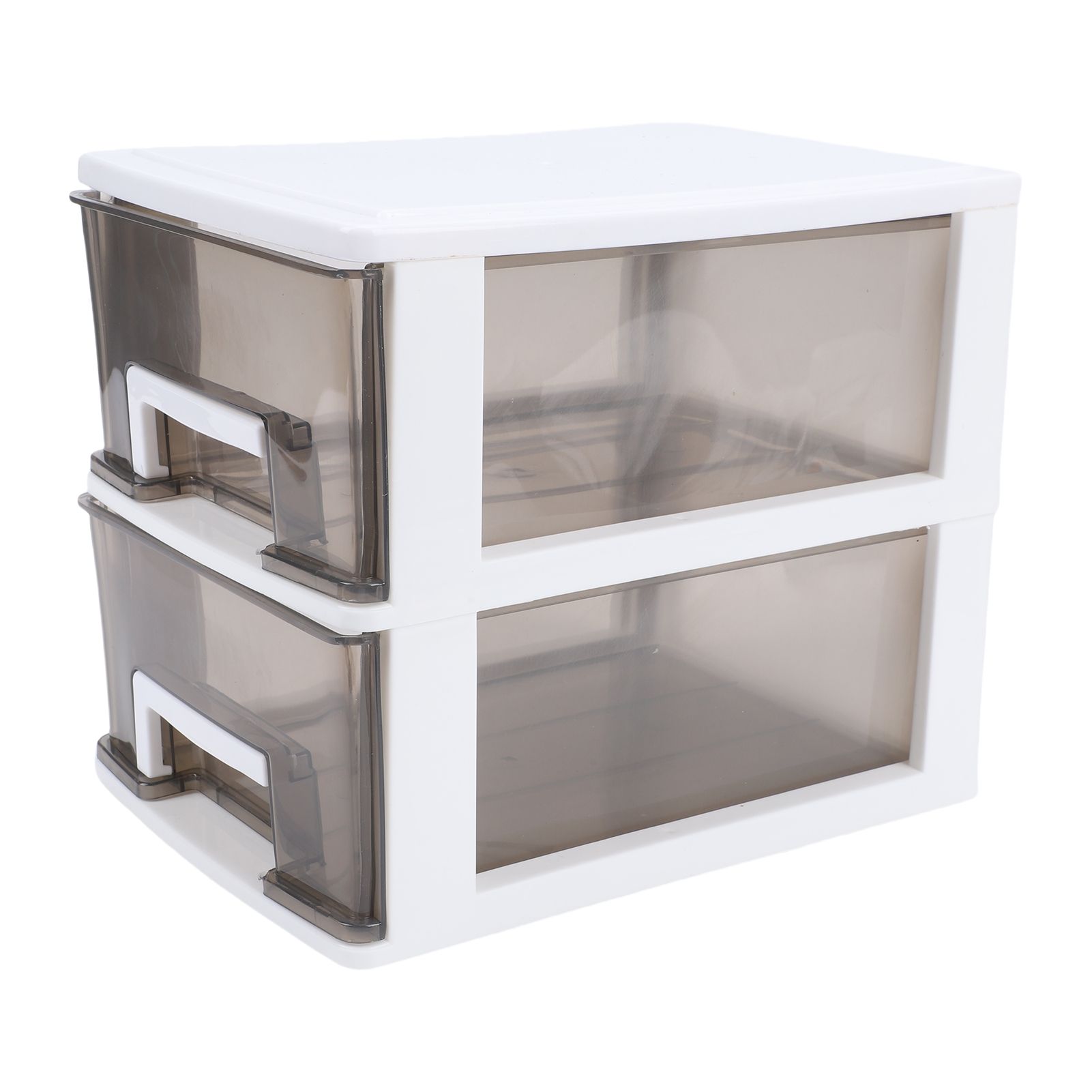 Desk Organizer with 2 Drawers Plastic Stackable Transparent Desktop Stationary view 10