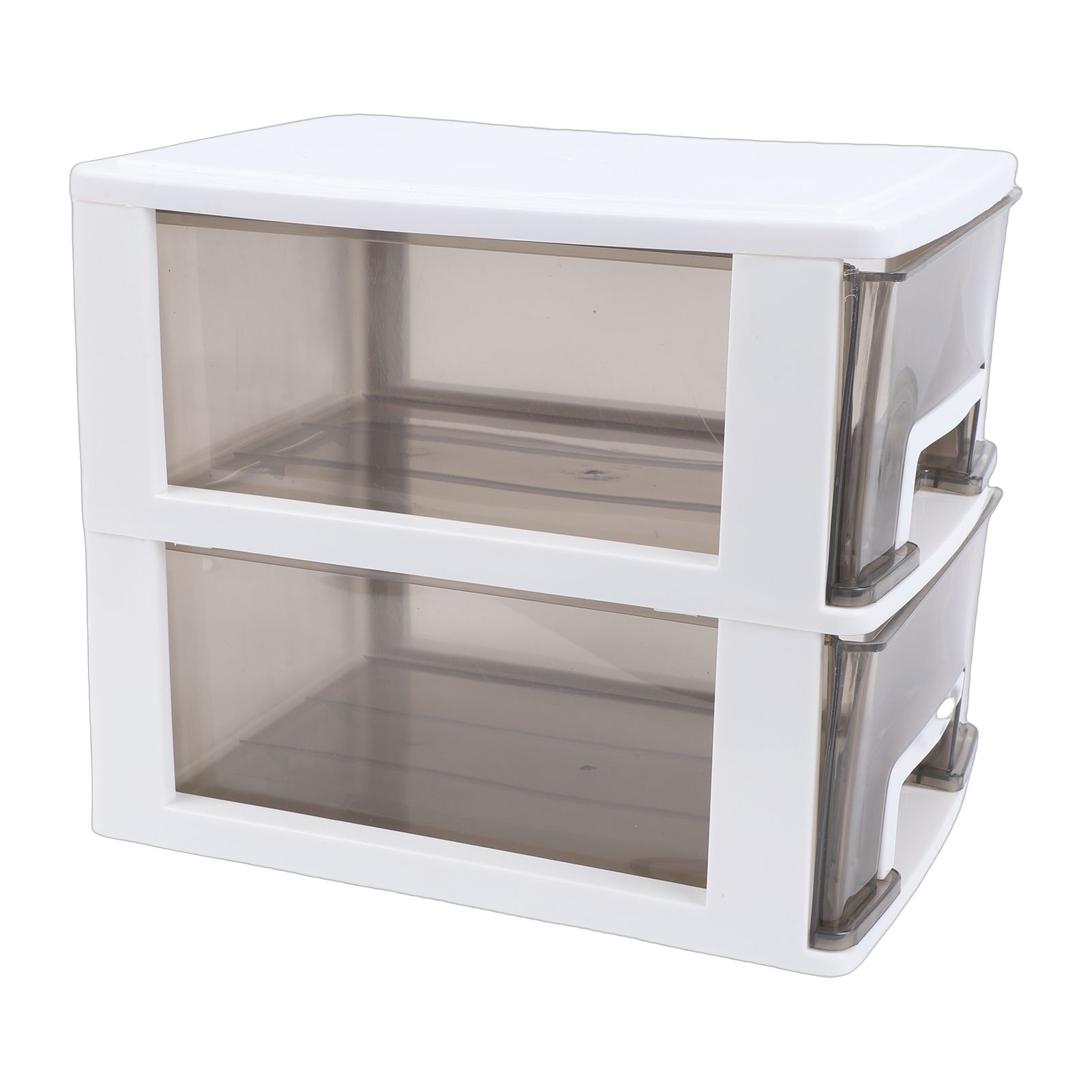 Desk Organizer with 2 Drawers Plastic Stackable Transparent Desktop Stationary view 11