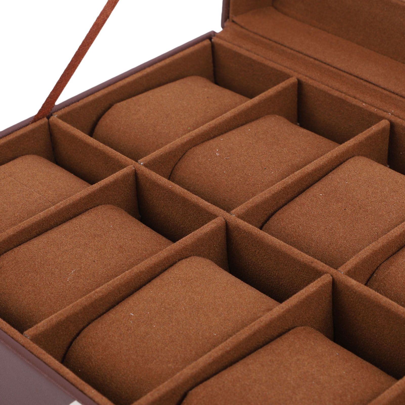 Watch Box with Watch Pillows Vintage Brown Leather 12 Slot Watch Case for view 2
