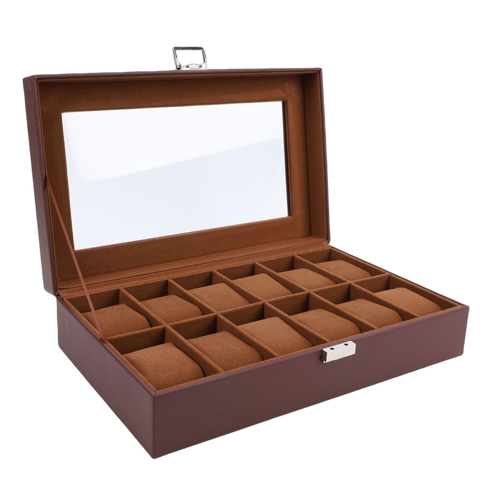 Watch Box with Watch Pillows Vintage Brown Leather 12 Slot Watch Case for view 7