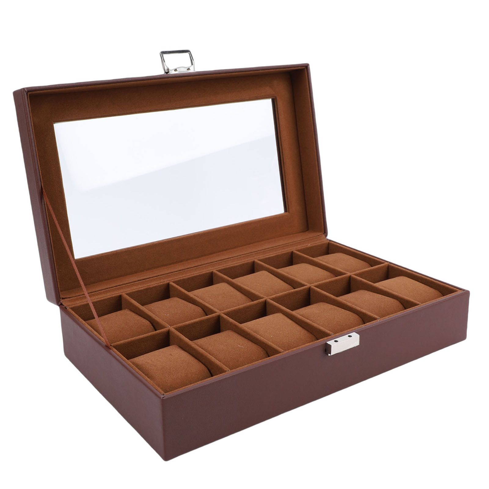 Watch Box with Watch Pillows Vintage Brown Leather 12 Slot Watch Case for view 8