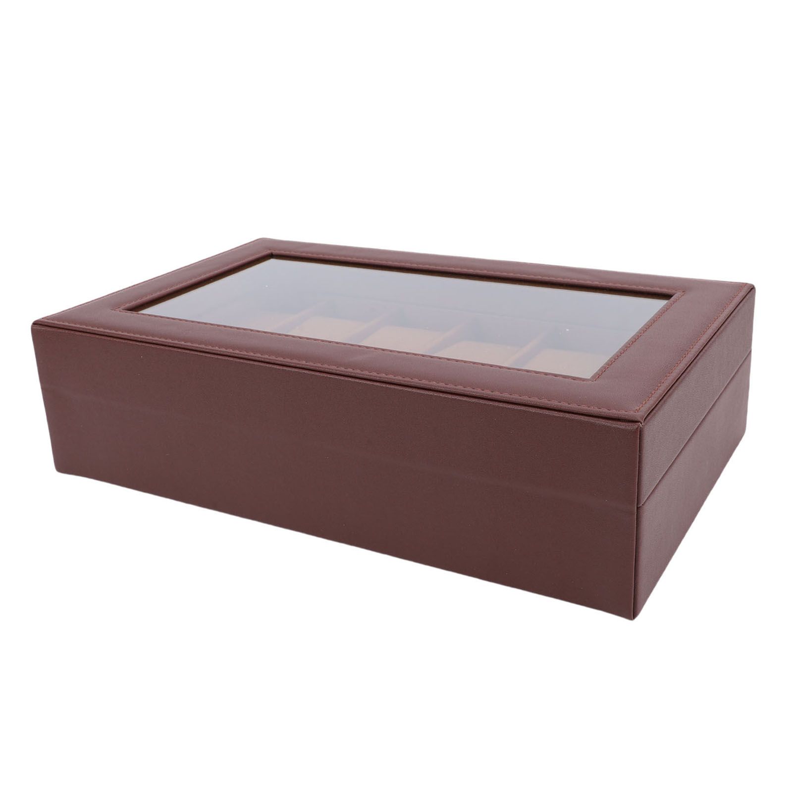 Watch Box with Watch Pillows Vintage Brown Leather 12 Slot Watch Case for view 9