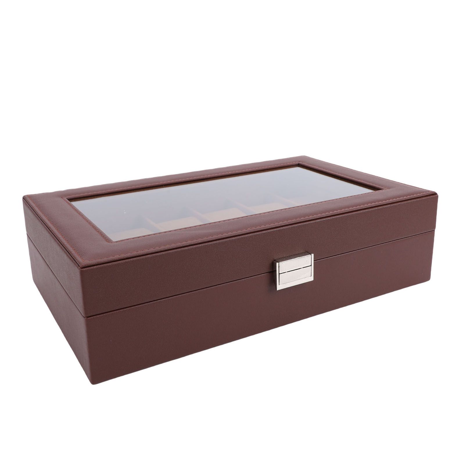 Watch Box with Watch Pillows Vintage Brown Leather 12 Slot Watch Case for view 11