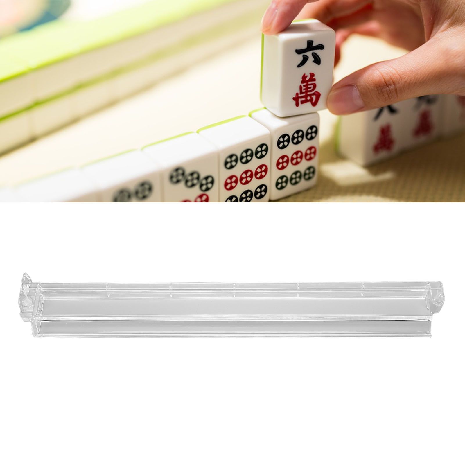 4pcs Mahjong Racks with Pushers Universal Clear PC Mahjong Tile Rack Pusher view 11
