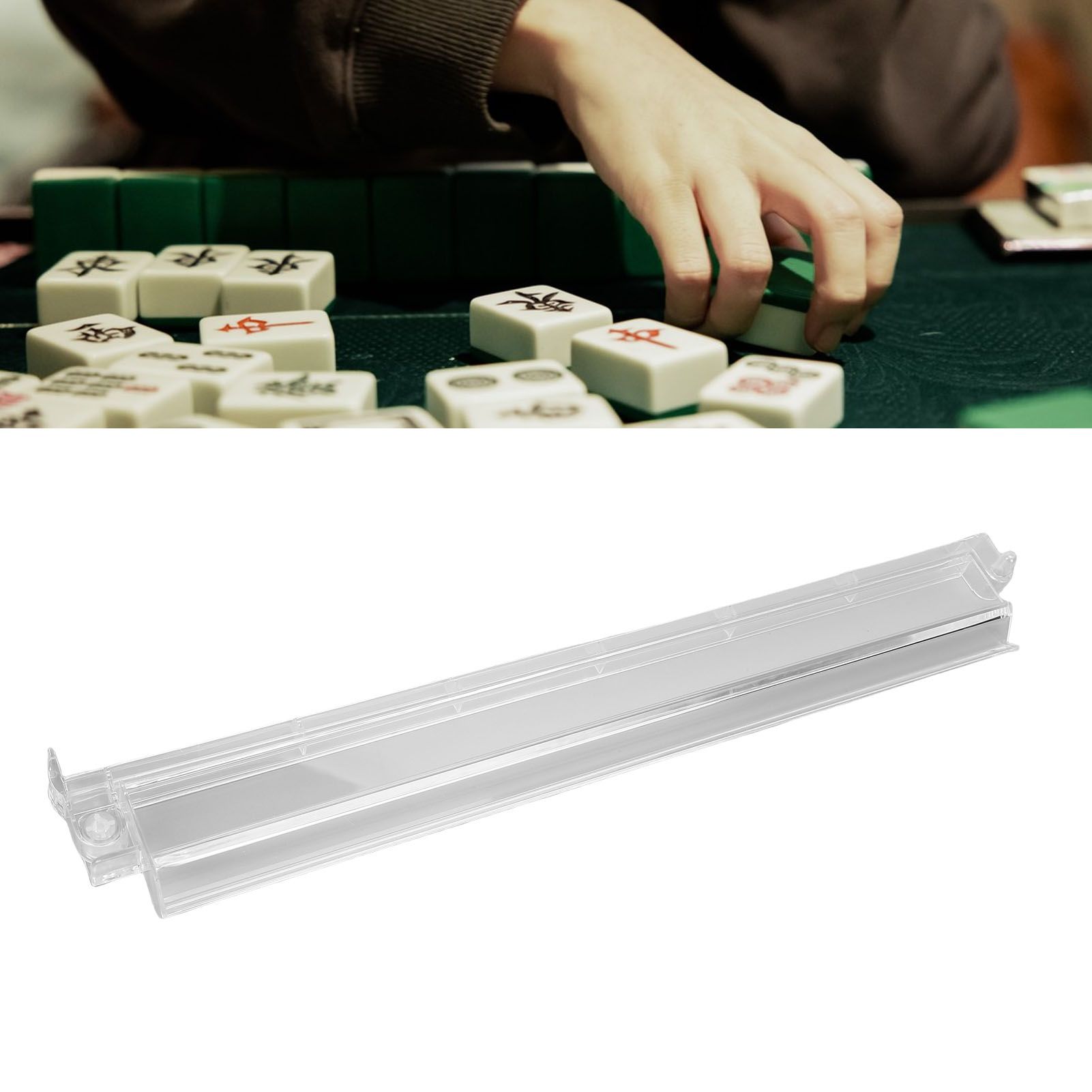 4pcs Mahjong Racks with Pushers Universal Clear PC Mahjong Tile Rack Pusher view 12