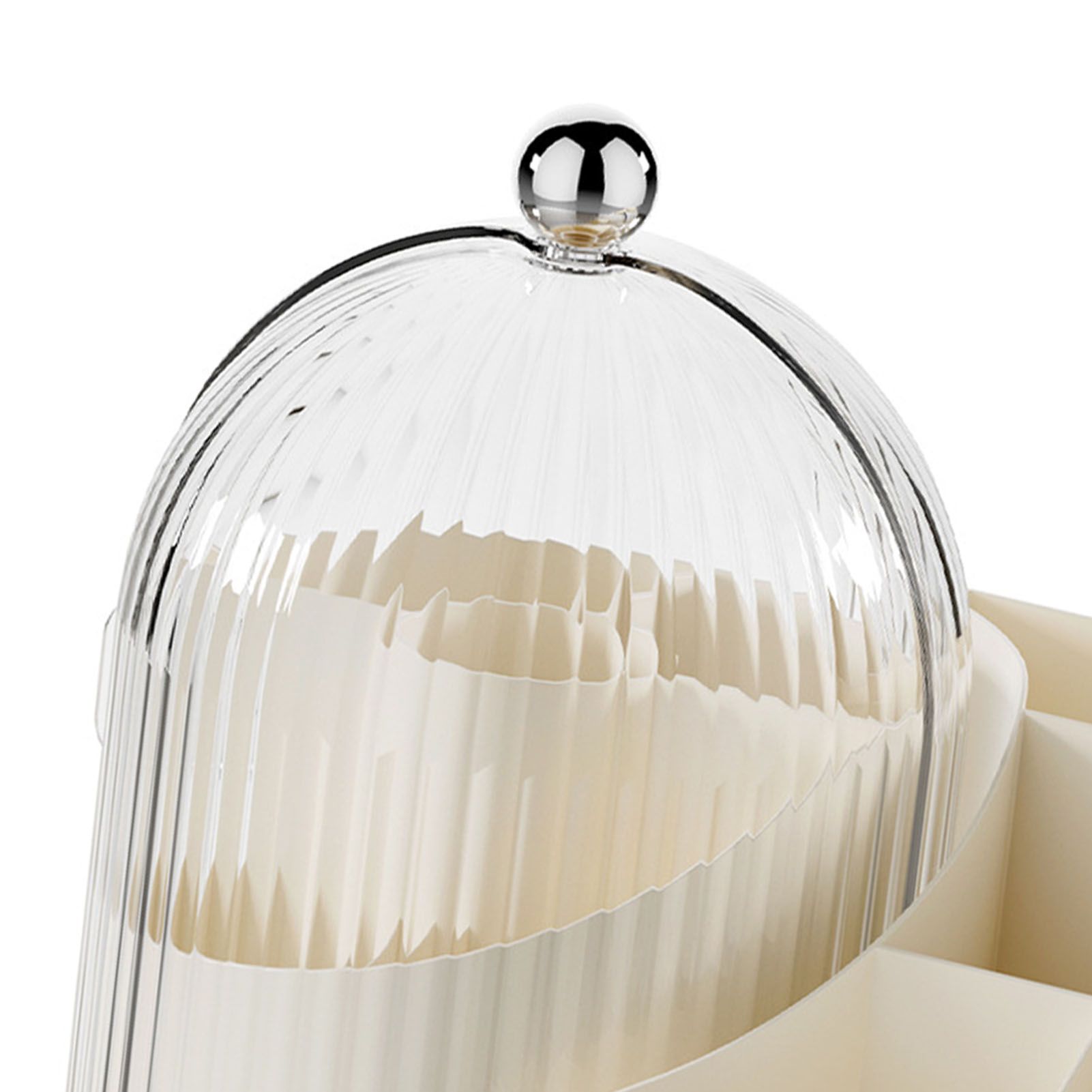 Makeup Brush Holder with Lid 360 Degree Rotating Cosmetic Organizer Desktop view 2