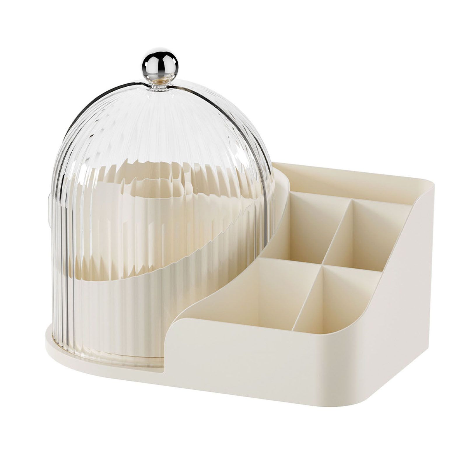Makeup Brush Holder with Lid 360 Degree Rotating Cosmetic Organizer Desktop view 3