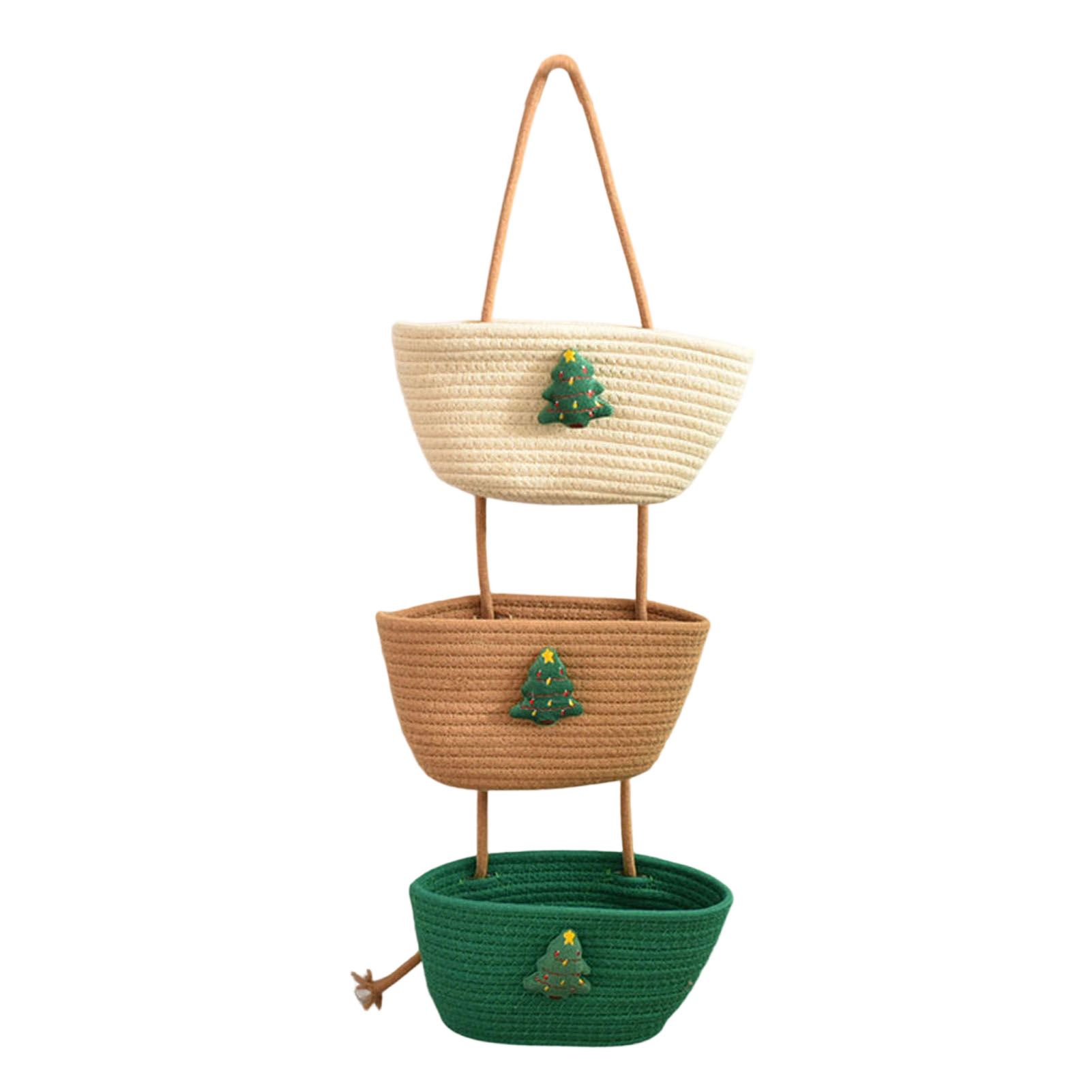 3 Tier Hanging Storage Basket Detachable Cotton Rope Hanging Organizer with view 2