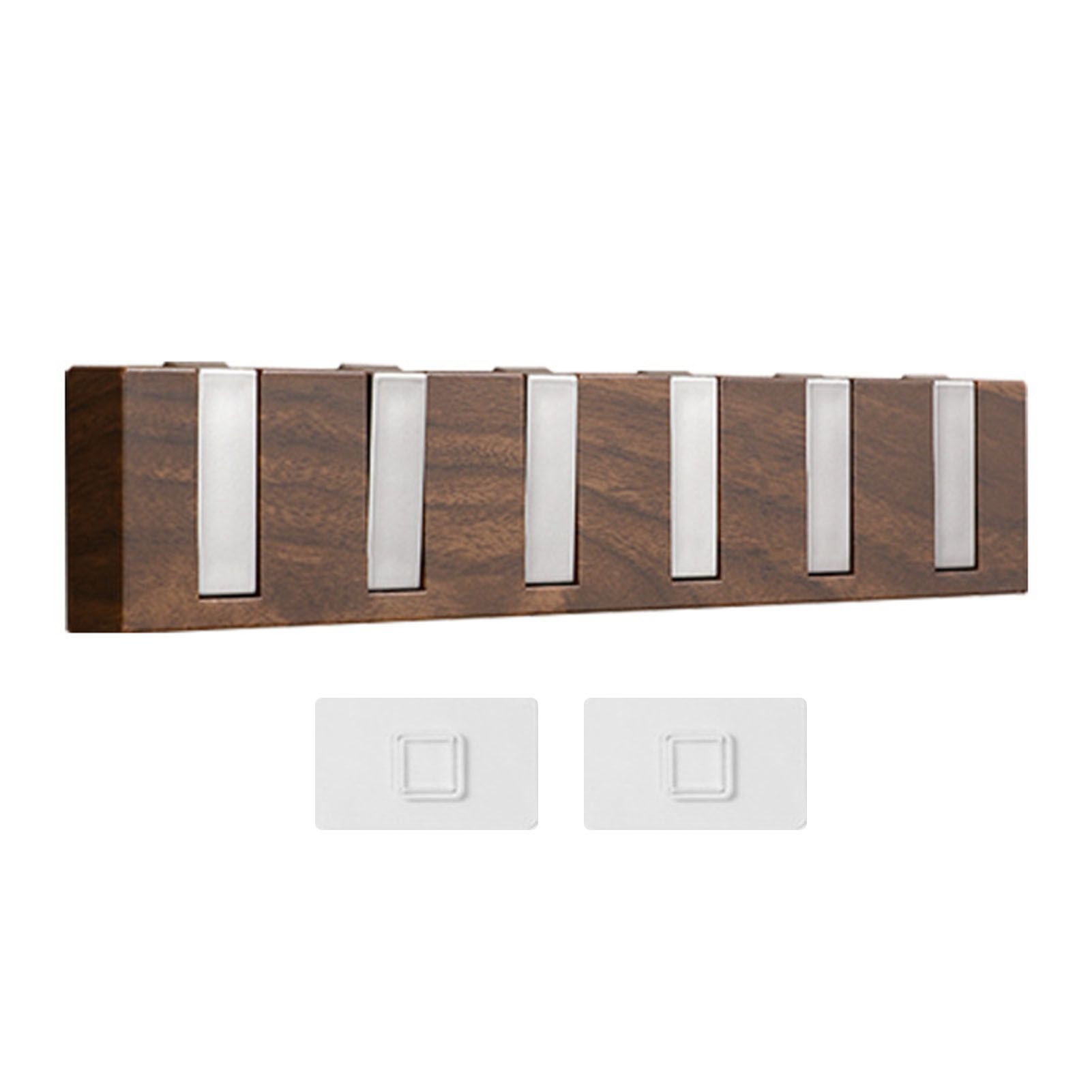 Door Hook Rack Adhesive Wall Mounted Faux Wood Grain Door Towel Rack Coat view 2