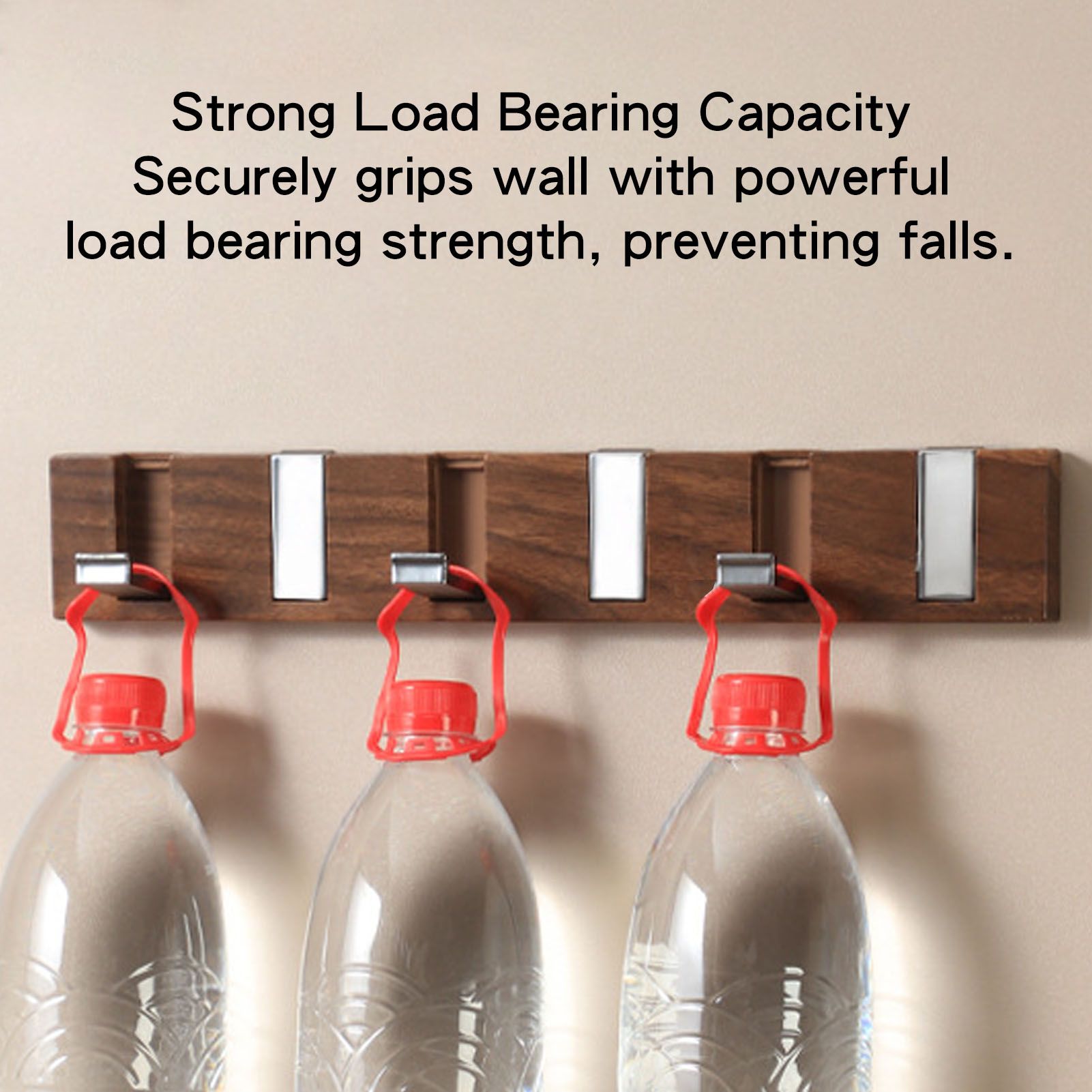 Door Hook Rack Adhesive Wall Mounted Faux Wood Grain Door Towel Rack Coat view 8