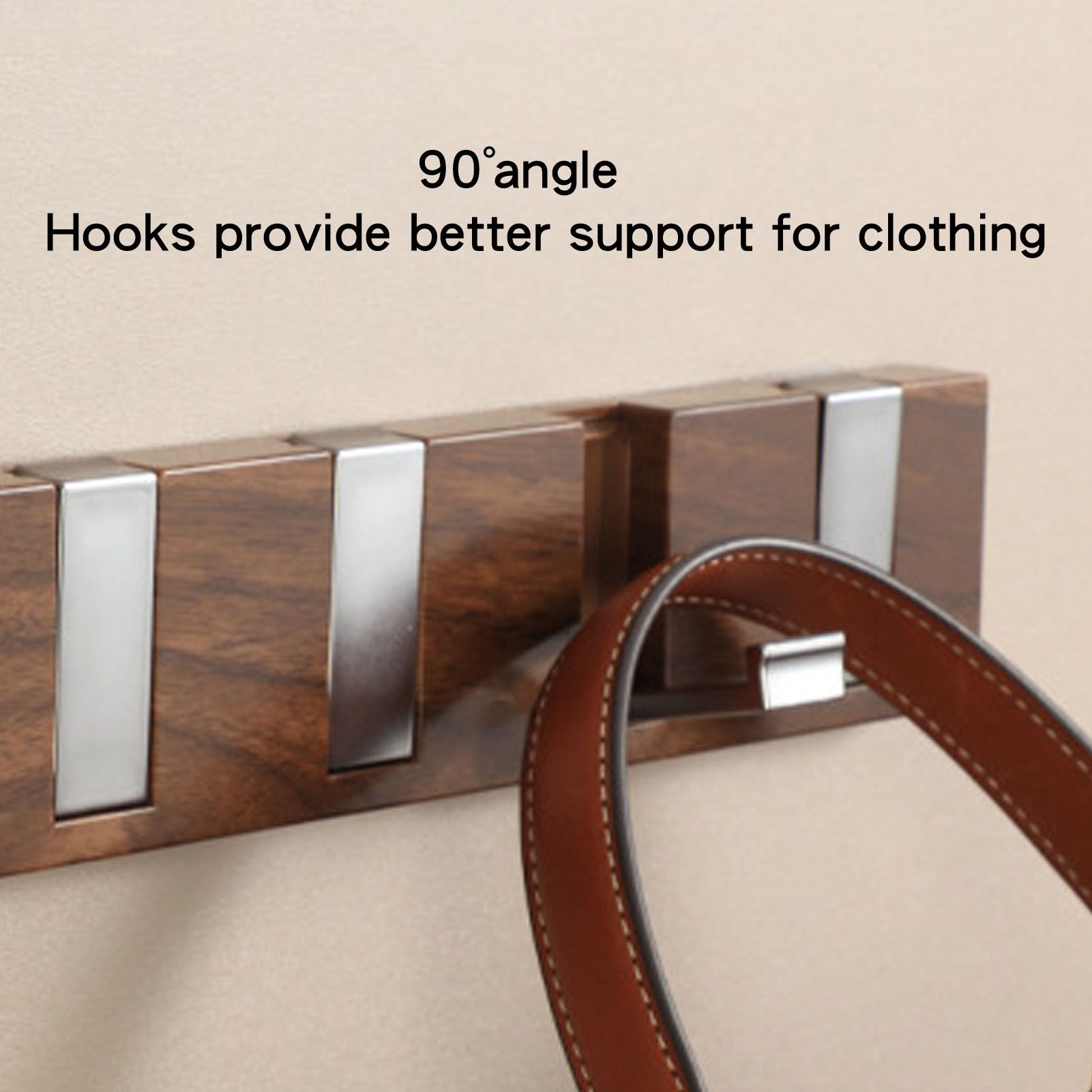 Door Hook Rack Adhesive Wall Mounted Faux Wood Grain Door Towel Rack Coat view 10