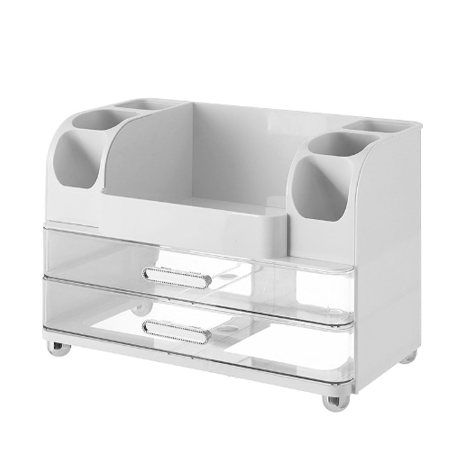 Makeup Organizer with Drawers Countertop Cosmetic Display Case with Brush view 3