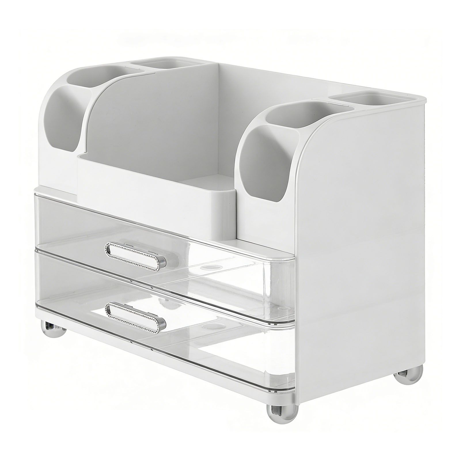 Makeup Organizer with Drawers Countertop Cosmetic Display Case with Brush view 4