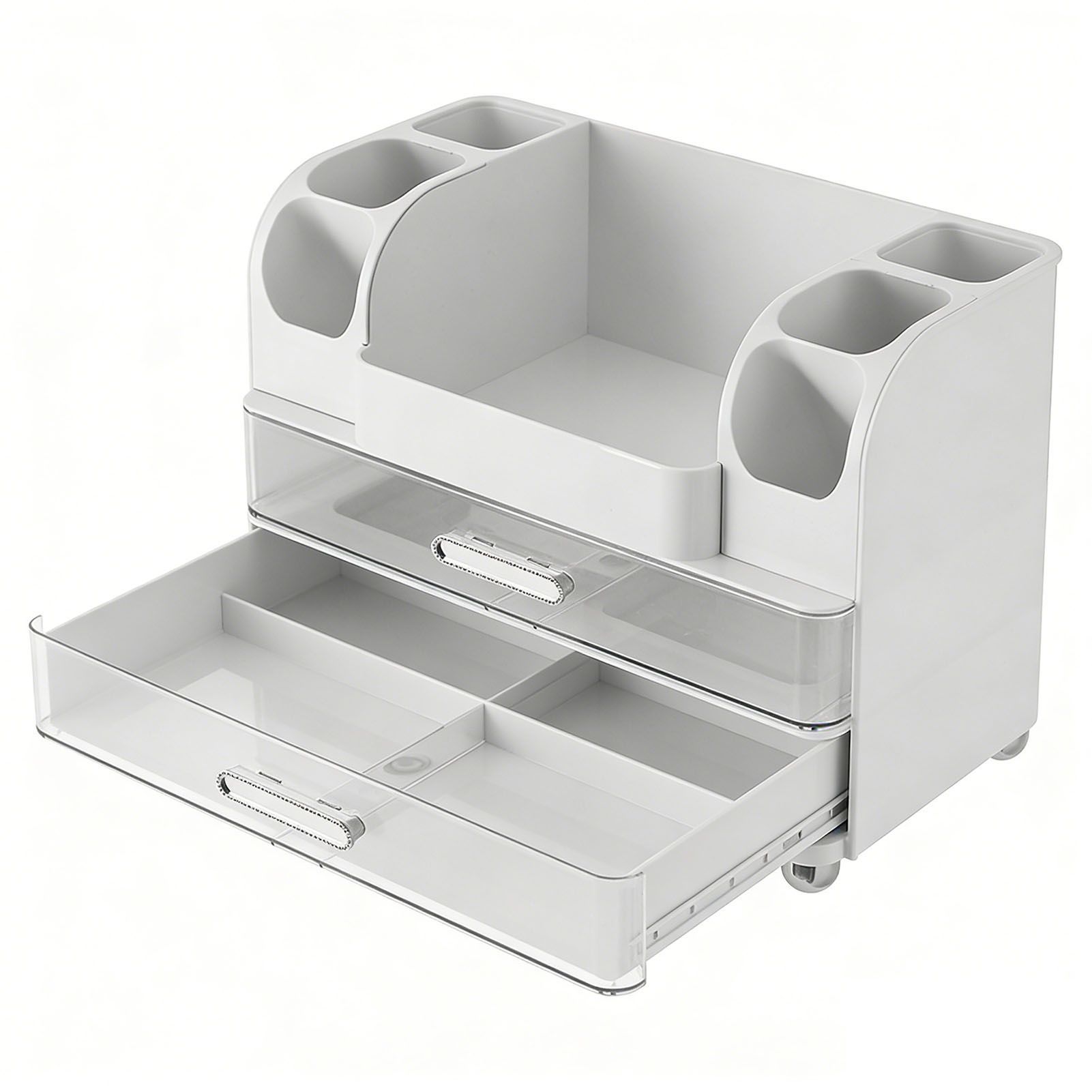 Makeup Organizer with Drawers Countertop Cosmetic Display Case with Brush view 9