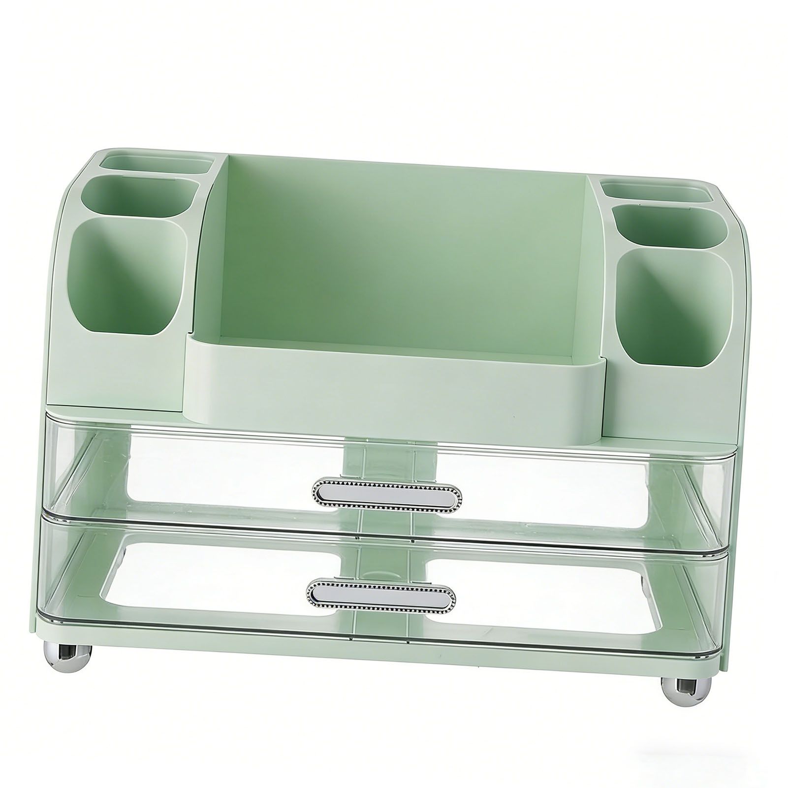 Makeup Organizer for Vanity with 2 Drawers Cosmetic Display Case with Brush
