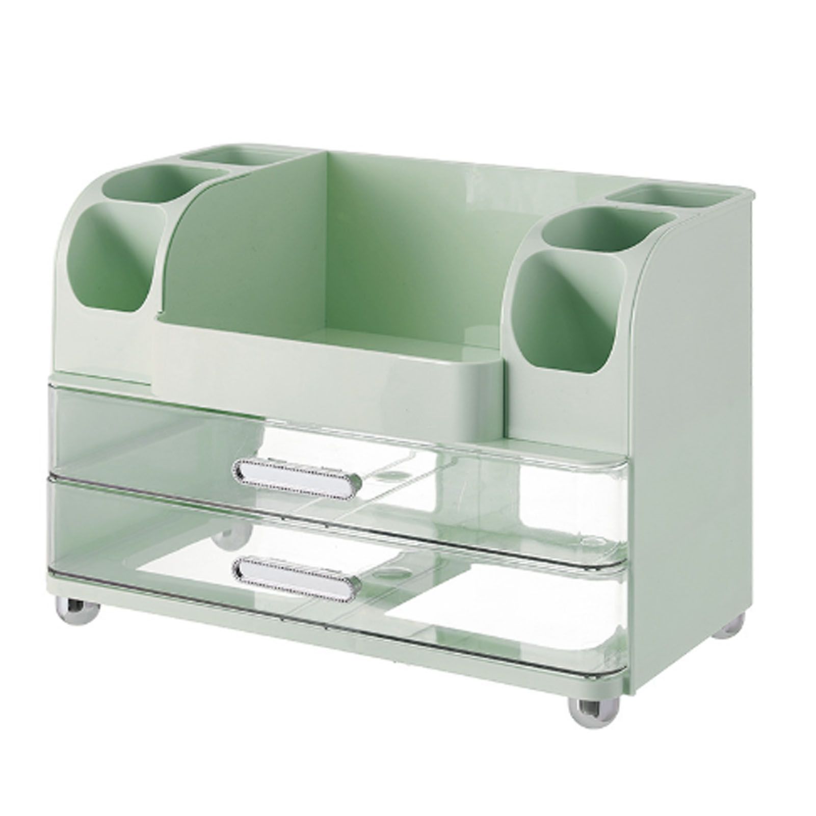 Makeup Organizer for Vanity with 2 Drawers Cosmetic Display Case with Brush view 3