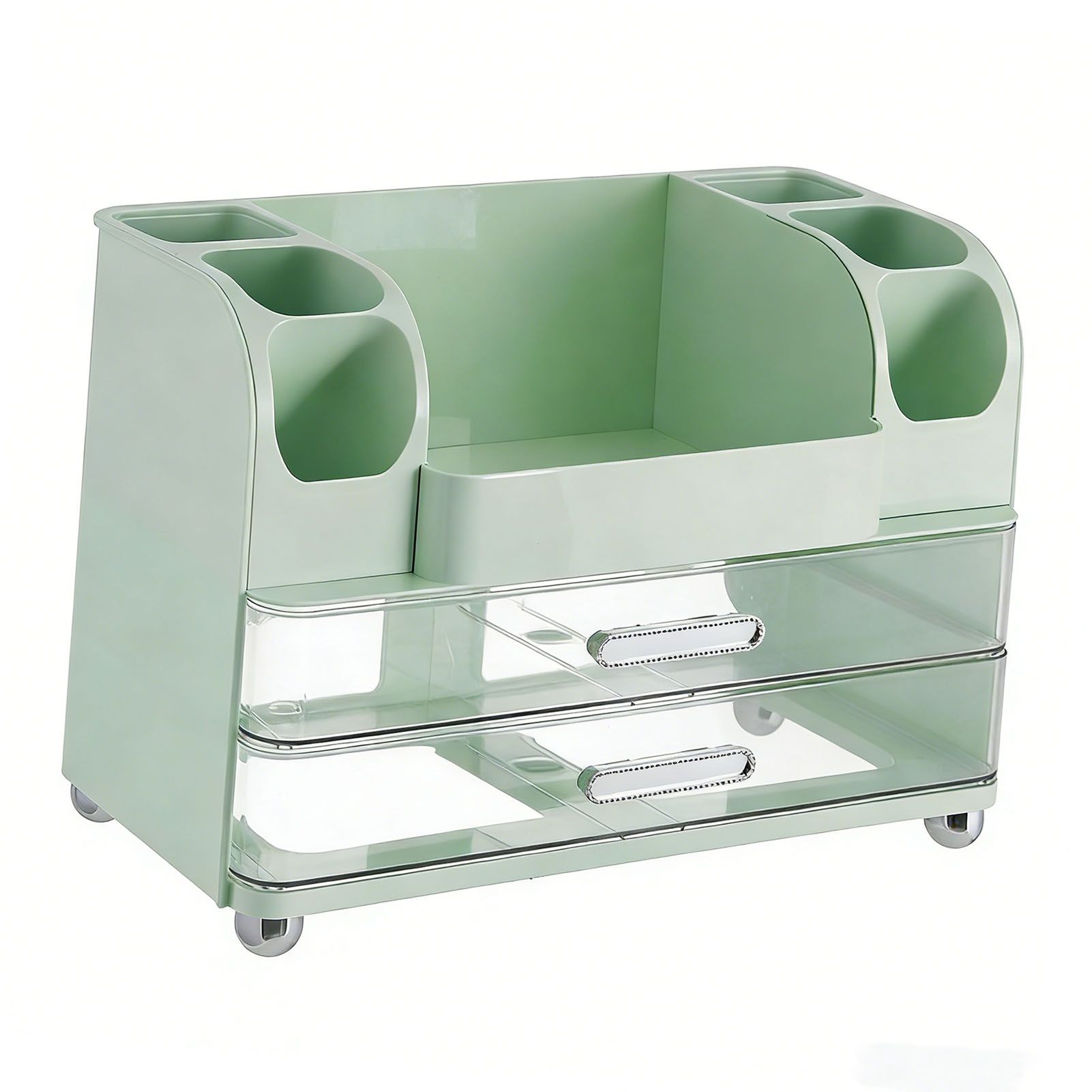 Makeup Organizer for Vanity with 2 Drawers Cosmetic Display Case with Brush view 6