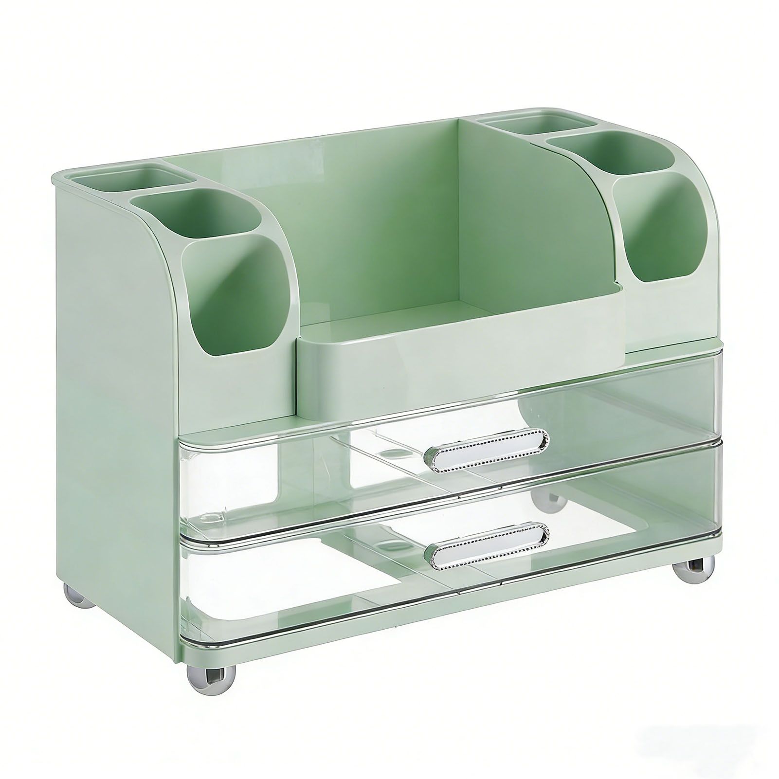 Makeup Organizer for Vanity with 2 Drawers Cosmetic Display Case with Brush view 8