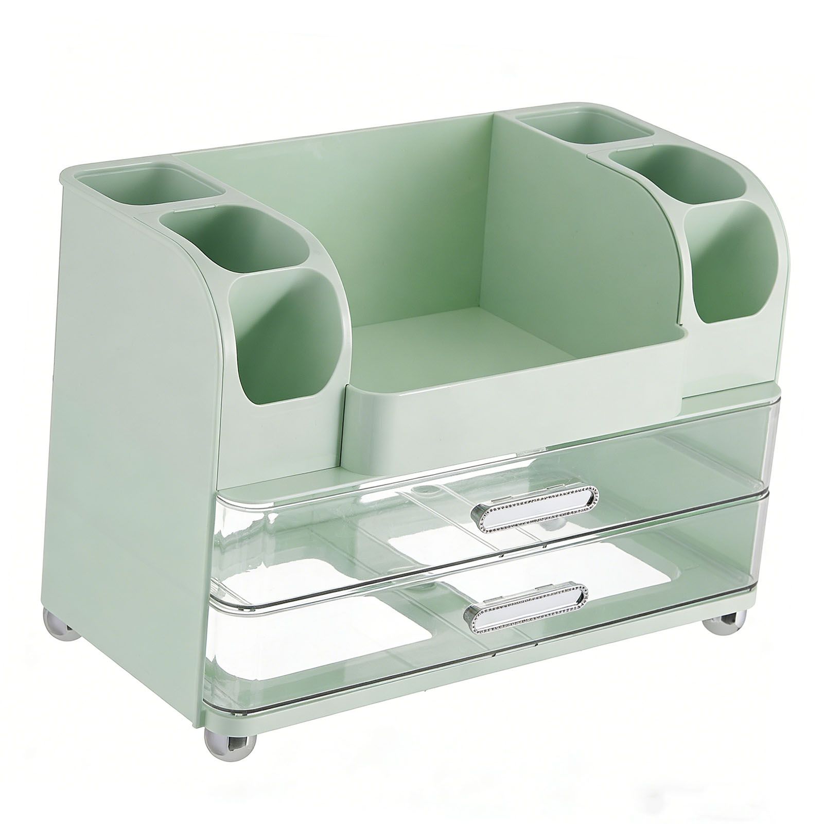 Makeup Organizer for Vanity with 2 Drawers Cosmetic Display Case with Brush view 9