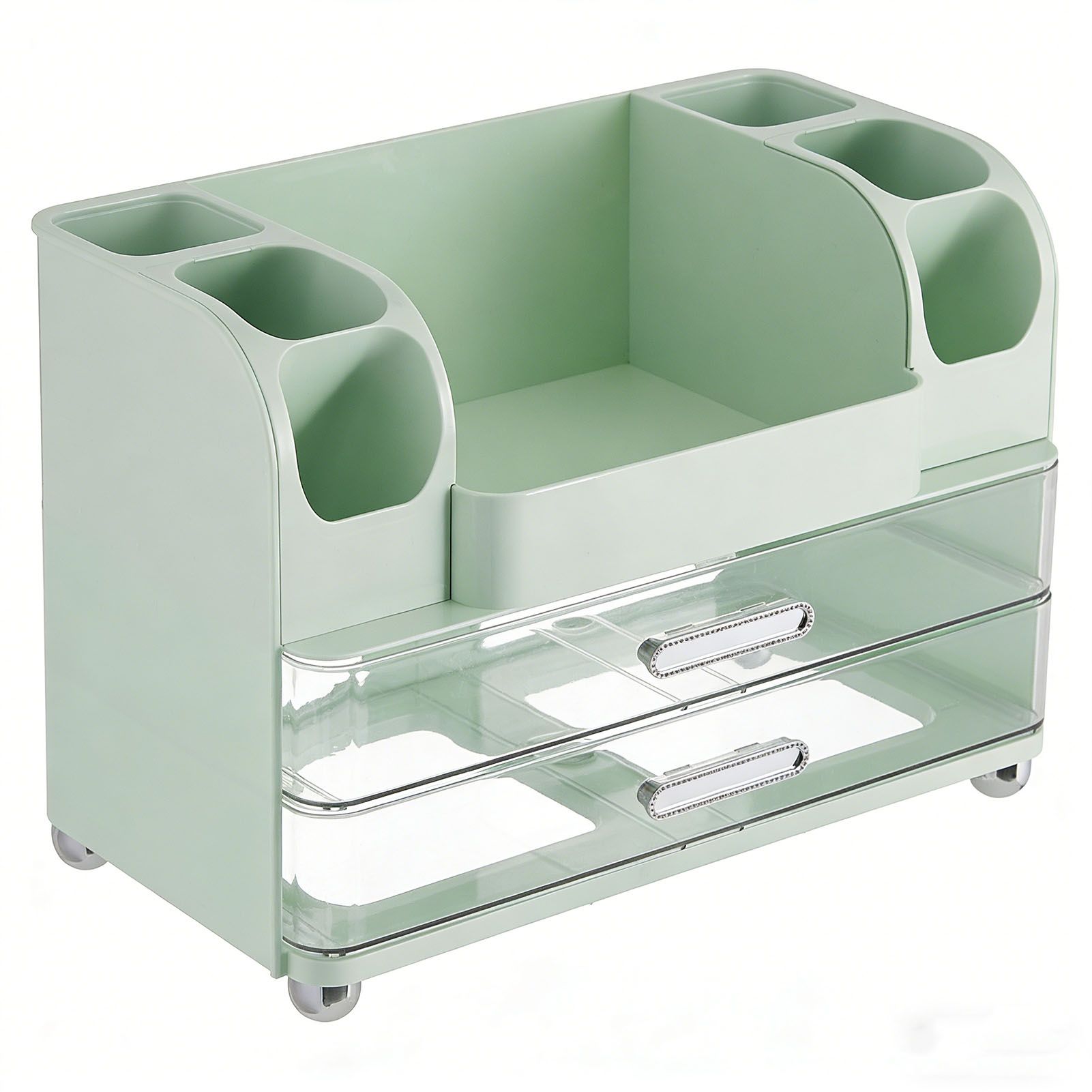 Makeup Organizer for Vanity with 2 Drawers Cosmetic Display Case with Brush view 10