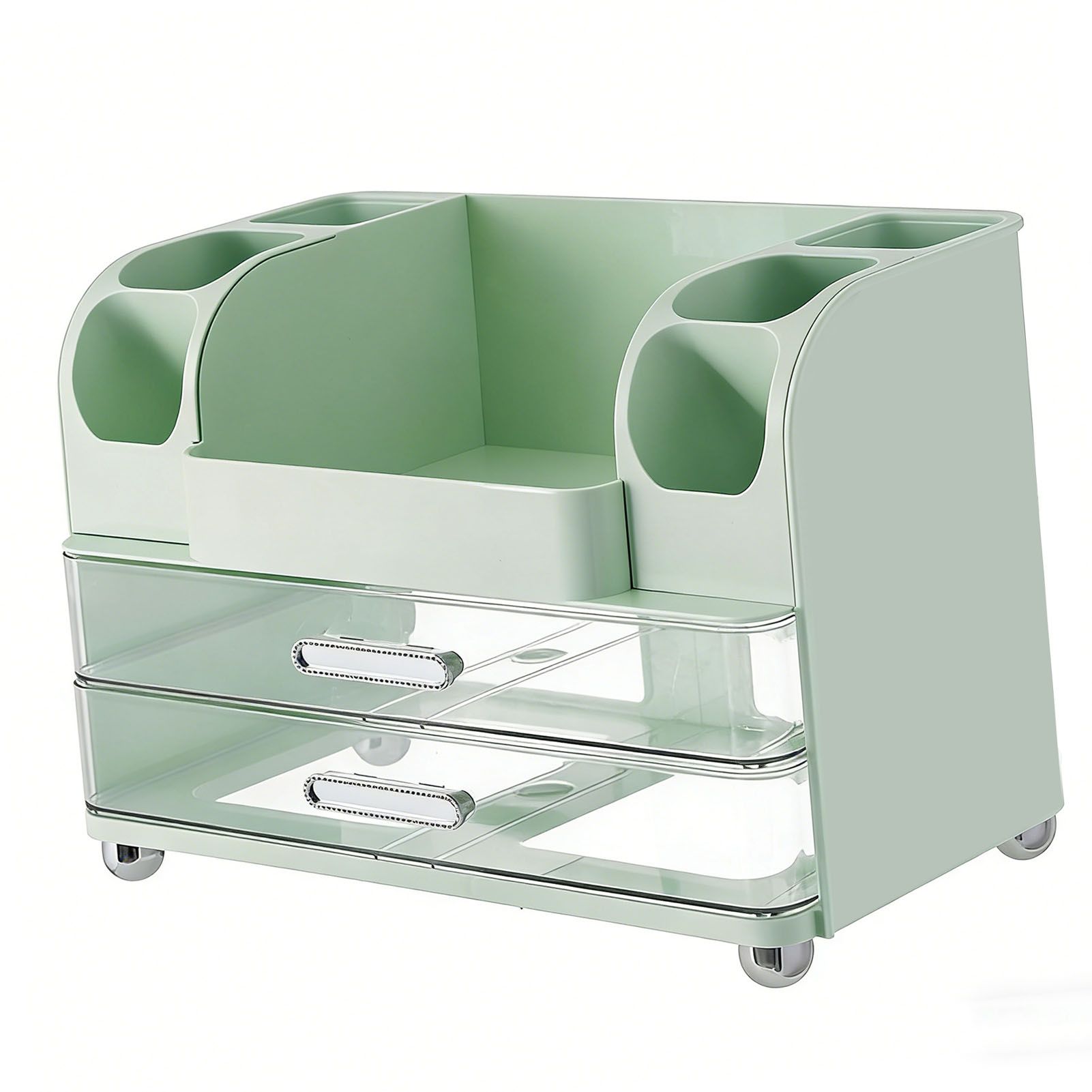 Makeup Organizer for Vanity with 2 Drawers Cosmetic Display Case with Brush view 12