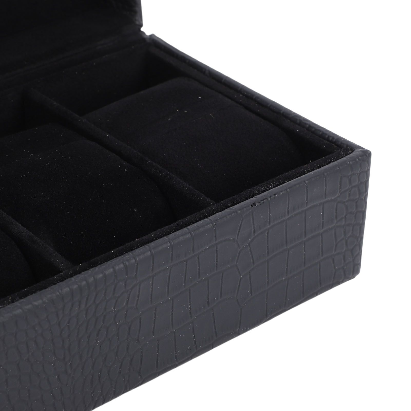 Watch Box Black 6 Slot Leather Watch Case with Pillows for Watches Storage view 5