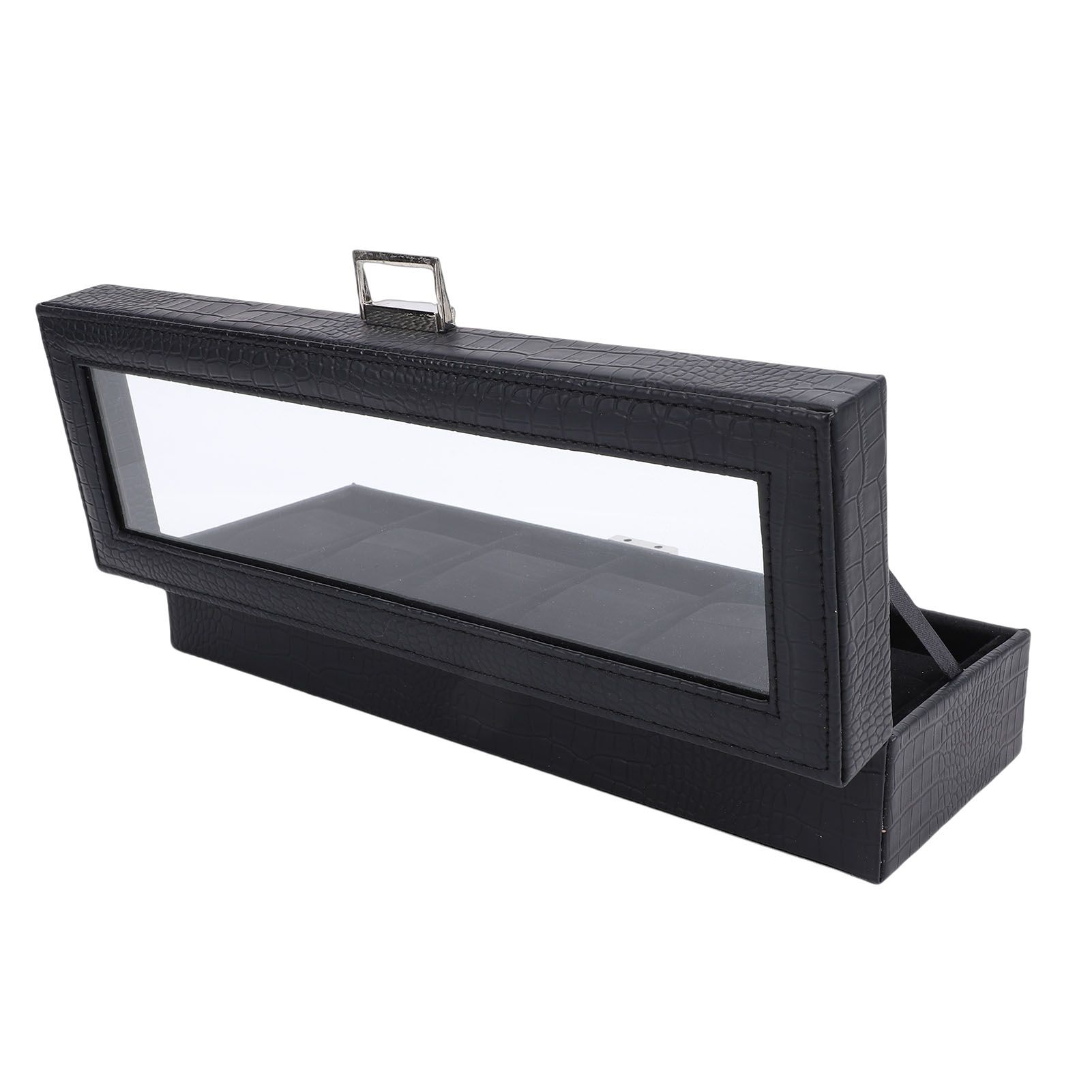 Watch Box Black 6 Slot Leather Watch Case with Pillows for Watches Storage view 10